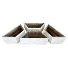 Set of 4 Trapezoid Concrete Planters by Willy Guhl