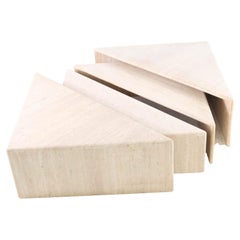 Set of 4 travertine coffee tables
