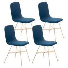 Set di 4 sedie imbottite Tria Gold, Blu di Colé Italia