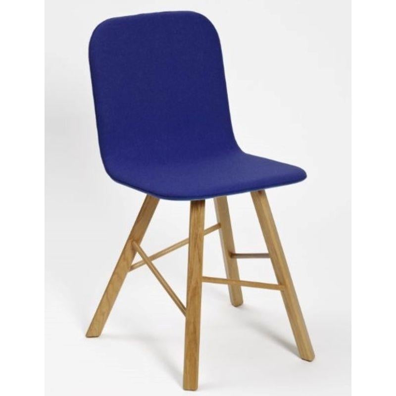 4er Set, Tria Einfacher Stuhl gepolstert in Blau Felter, Eiche von Colé Italia (Moderne) im Angebot