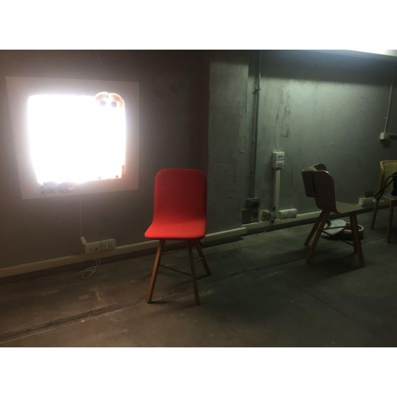 4er Set, Tria Einfacher Stuhl gepolstert in Blau Felter, Eiche von Colé Italia (Eichenholz) im Angebot