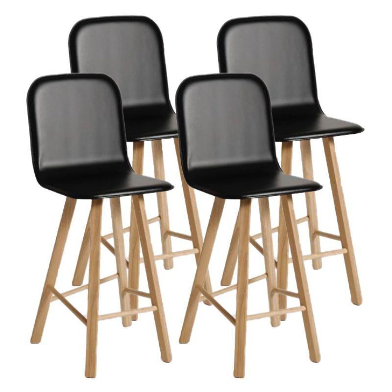 Set of 4, Tria Stool, High Back, Black Leather by Colé Italia For Sale 2