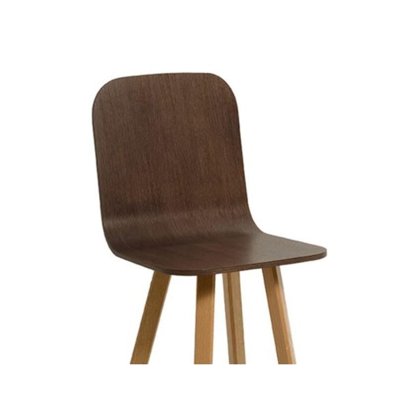 Contemporary Set of 4, Tria Stool, High Back, Canaletto Walnut by Colé Italia For Sale