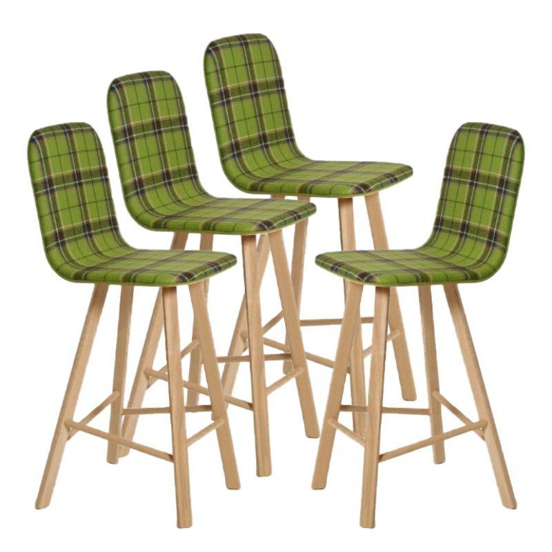 Set of 4, Tria Stool, High Back, Upholstered Nord Wool, Green by Colé Italia For Sale 2