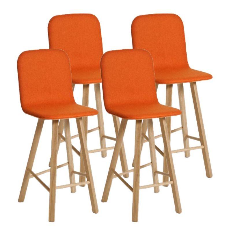 Set of 4, Tria Stool, High Back, Upholstered Wool, Orange by Colé Italia For Sale 2