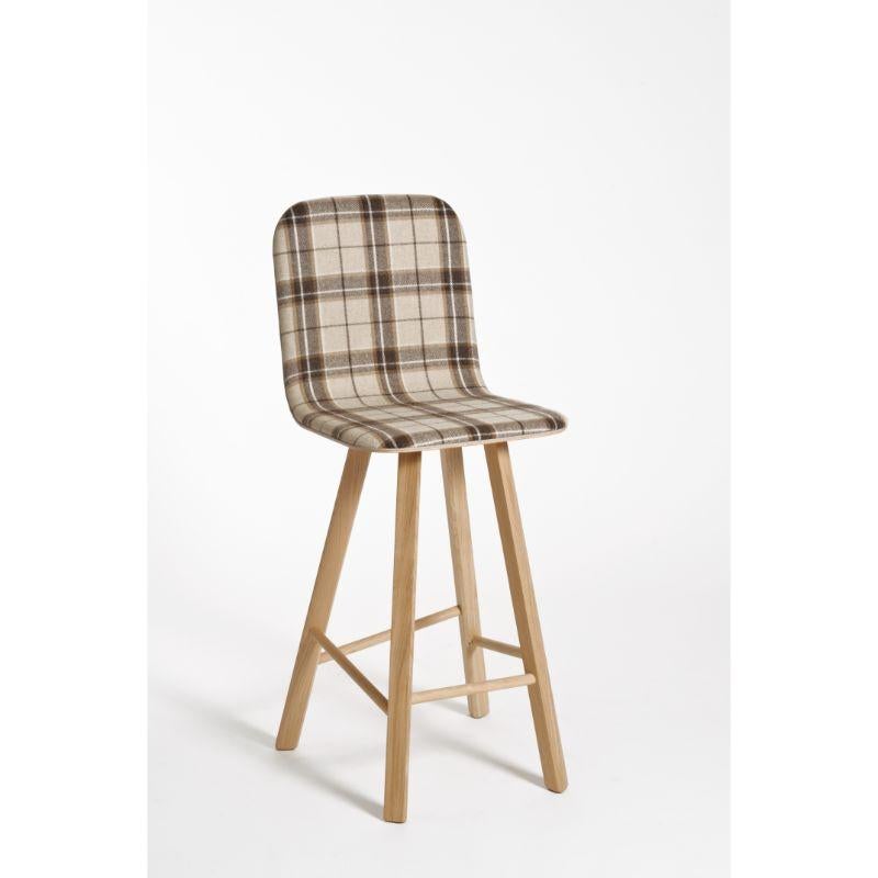 Set of 4, tria stool, high back, upholstered nord wool, tartan beige by Colé Italia with Lorenz & Kaz 
Dimensions: H.seat 67/77 (H.105/115) x D.52 x W.48 cm
Materials: upholstered stool with high back, solid oak wood 4 legs

Also available: tria