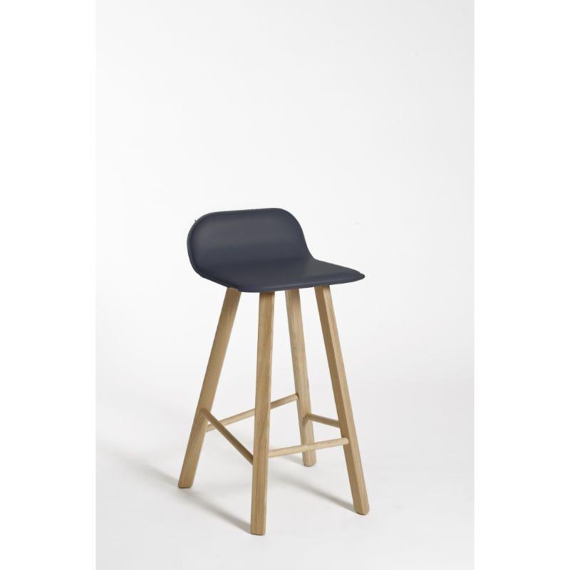 Set of 4, Tria stool, low back, leather Antrazite by Colé Italia with Lorenz & Kaz 
Dimensions: H.seat 67/77, H 79/89, D 52, W 48 cm
Materials: Plywood stool with low back leather or fabric upholstered; solid oak wood 4 legs;

Also available: