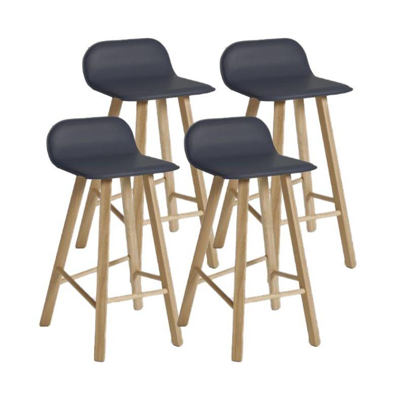 Set of 4, Tria Stool, Low Back, Leather Antrazite by Colé Italia For Sale 1