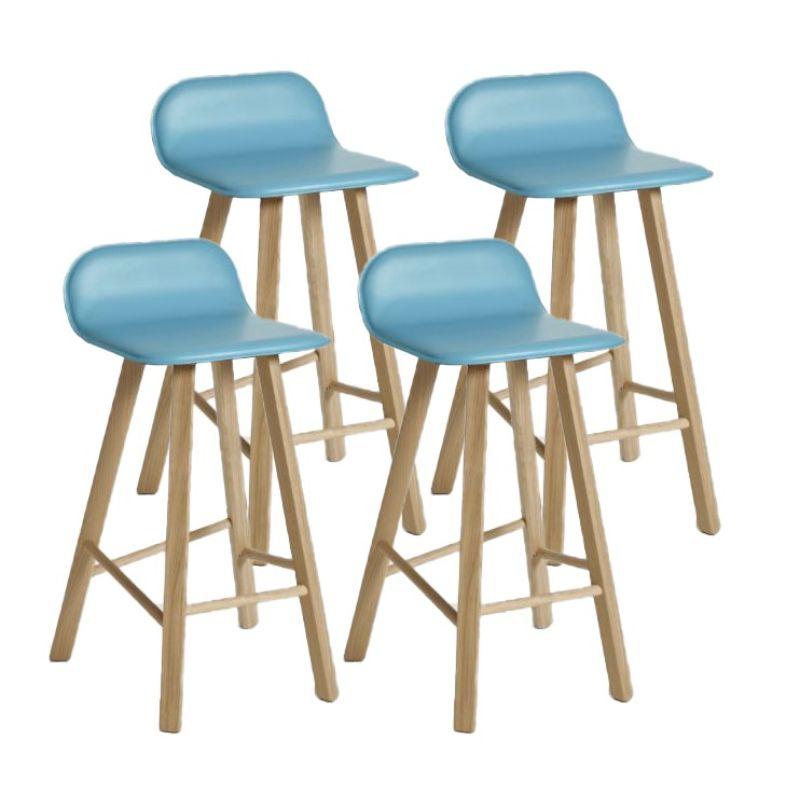 Set of 4, Tria Stool, Low Back, Leather Azul by Colé Italia For Sale 3