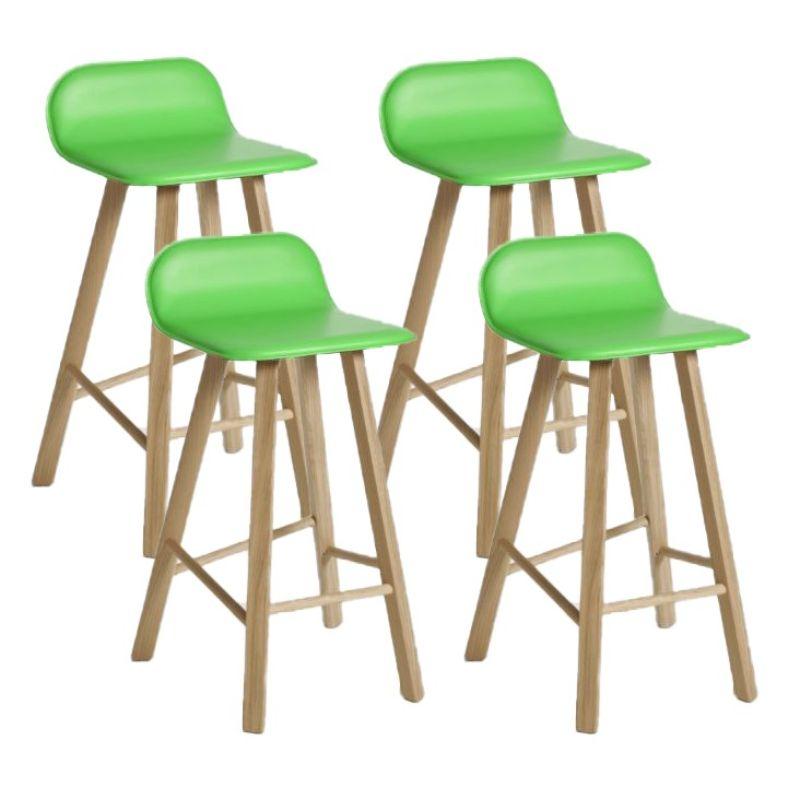 Set of 4, Tria Stool, Low Back, Leather Verde Mela by Colé Italia For Sale 2