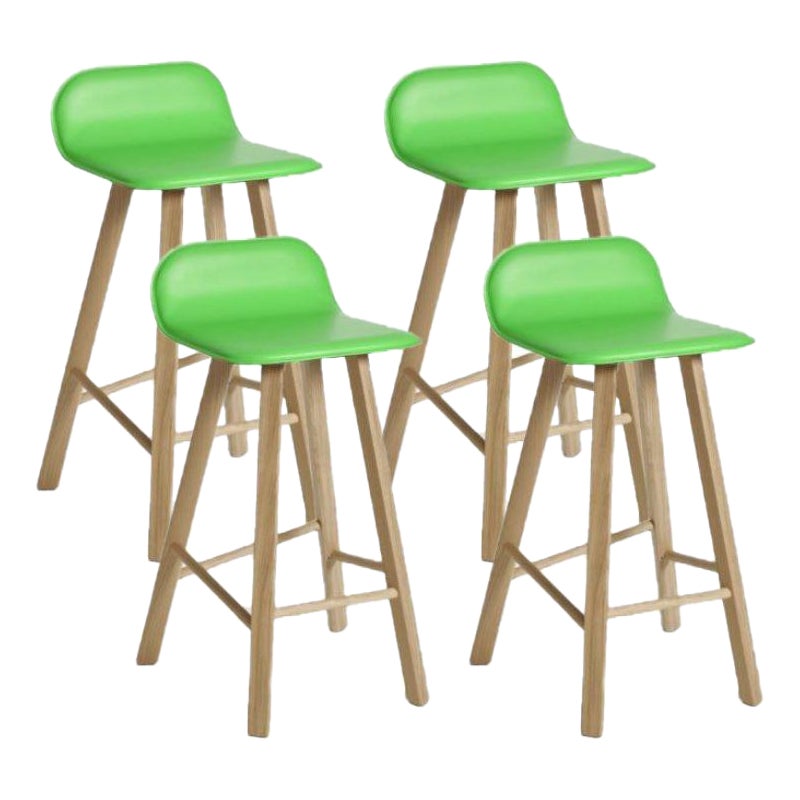 Ensemble de 4 tabourets Tria, dossier bas, cuir Verde Mela de Colé Italia