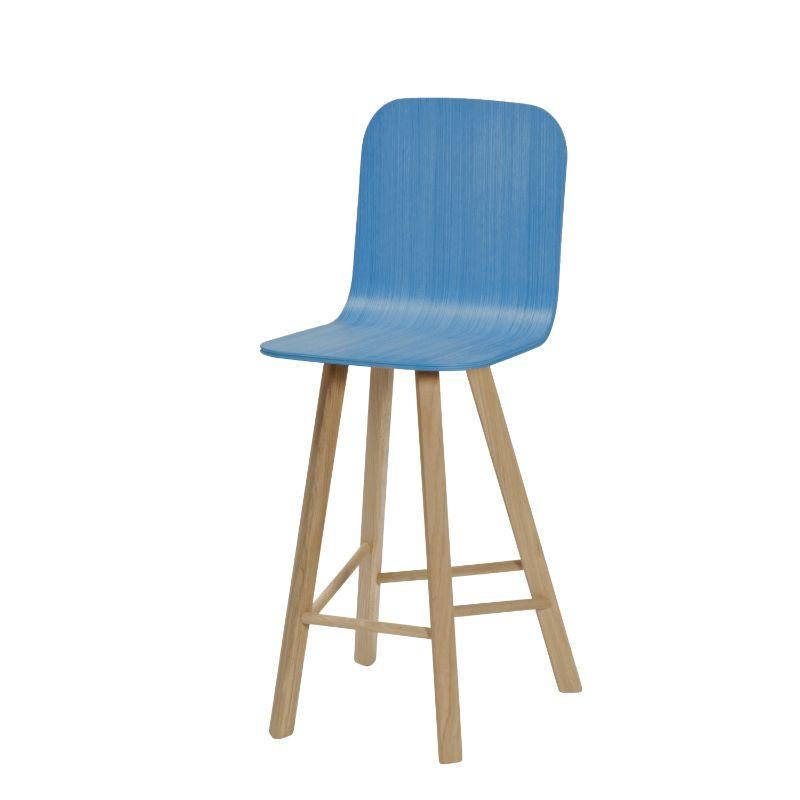 Modern Set of 4, Tria Stool, Tapparelle High Back Denim Blue by Colé Italia For Sale
