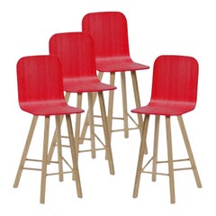 Juego de 4, Taburete Tria, Tapparelle Respaldo Alto Rojo by Colé Italia