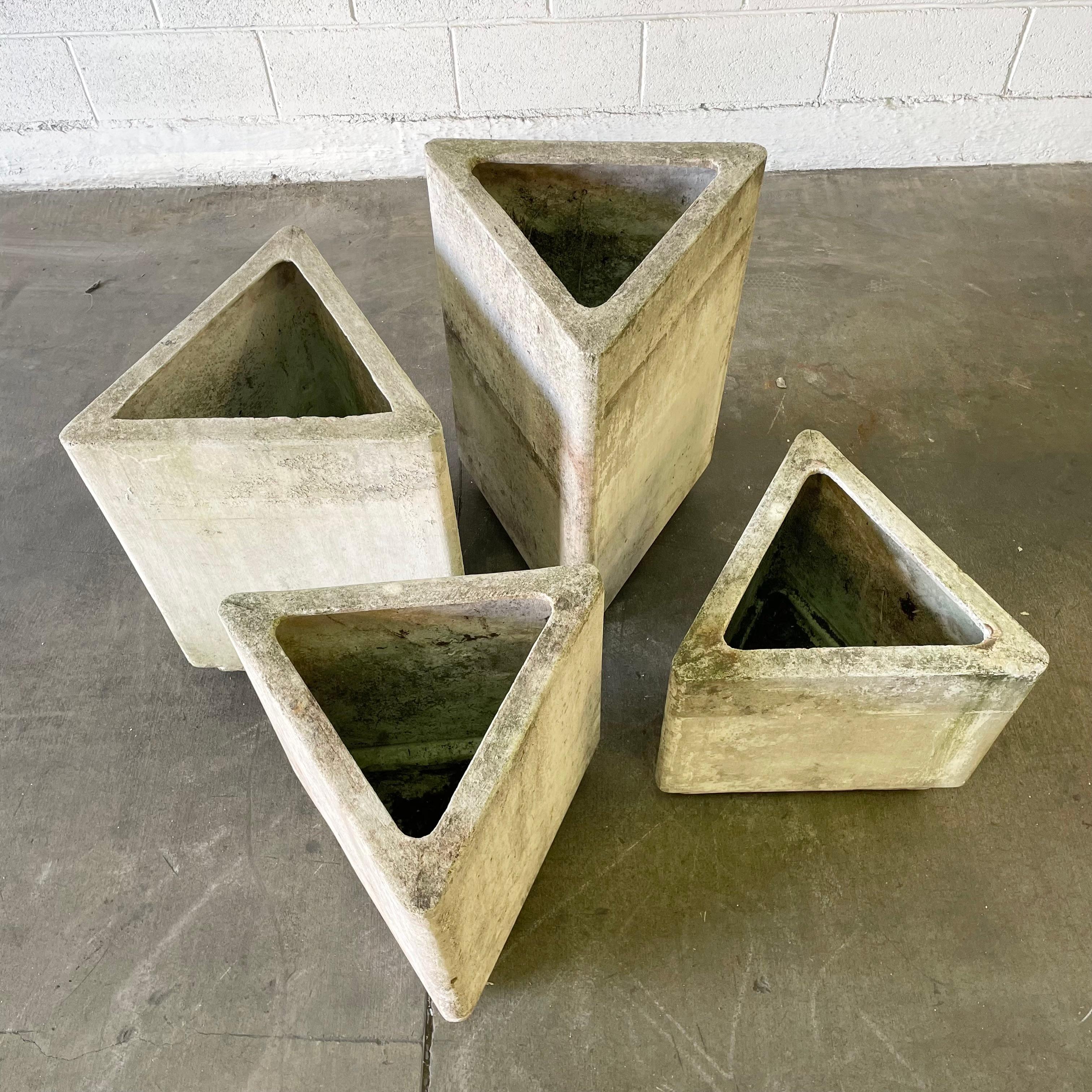 Swiss Set of 4 Triangular Planters by Willy Guhl