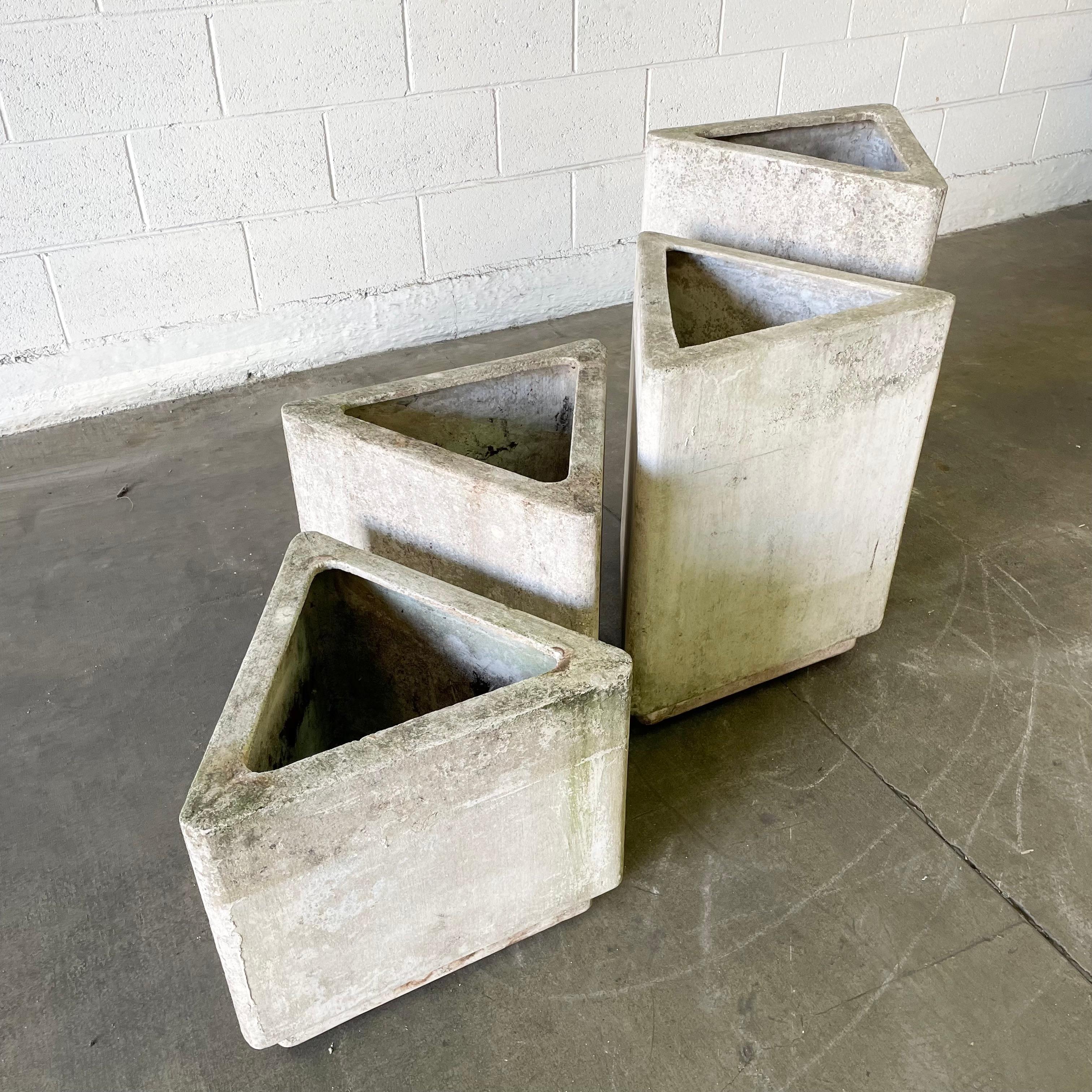 Concrete Set of 4 Triangular Planters by Willy Guhl