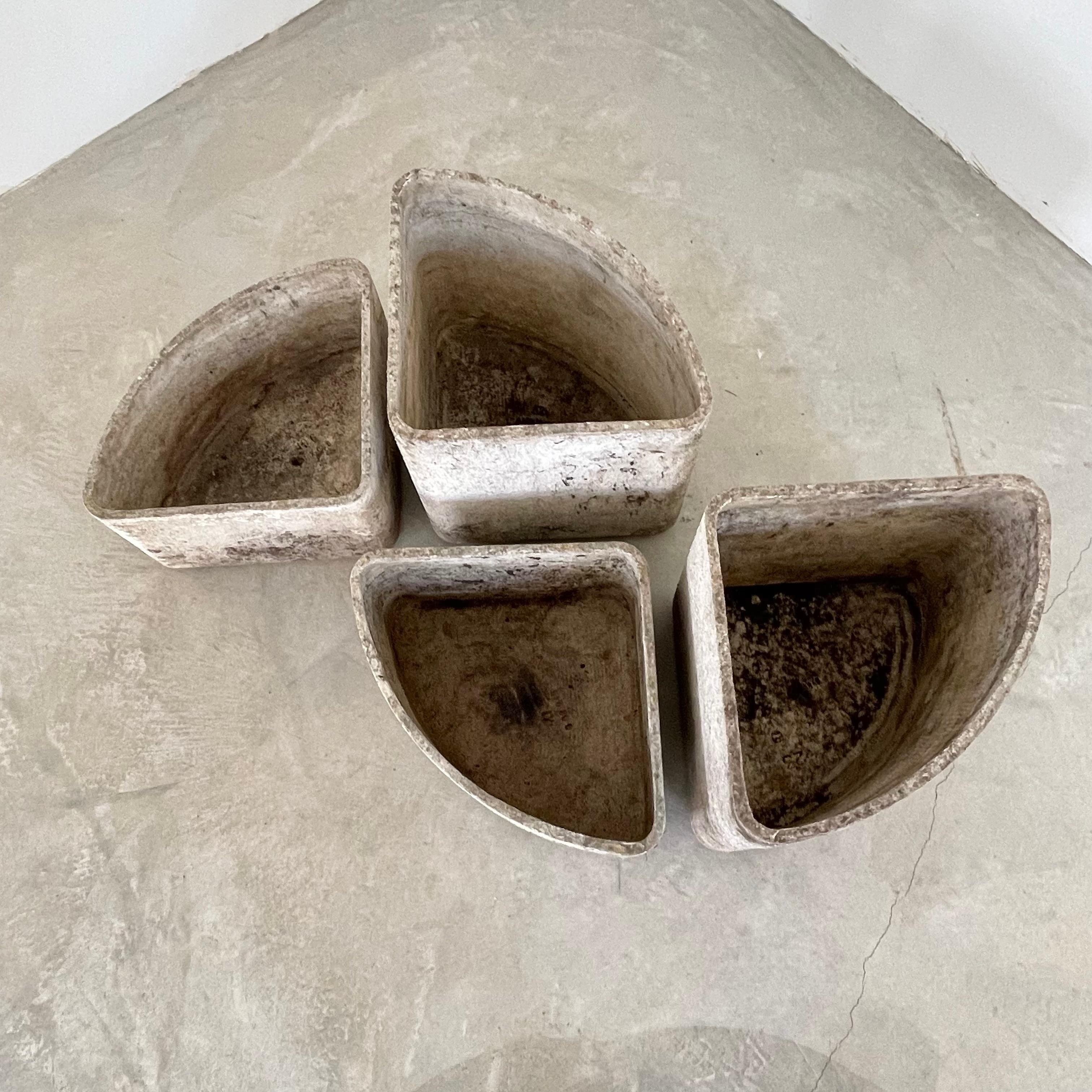 Concrete Set of 4 Triangular Planters by Willy Guhl