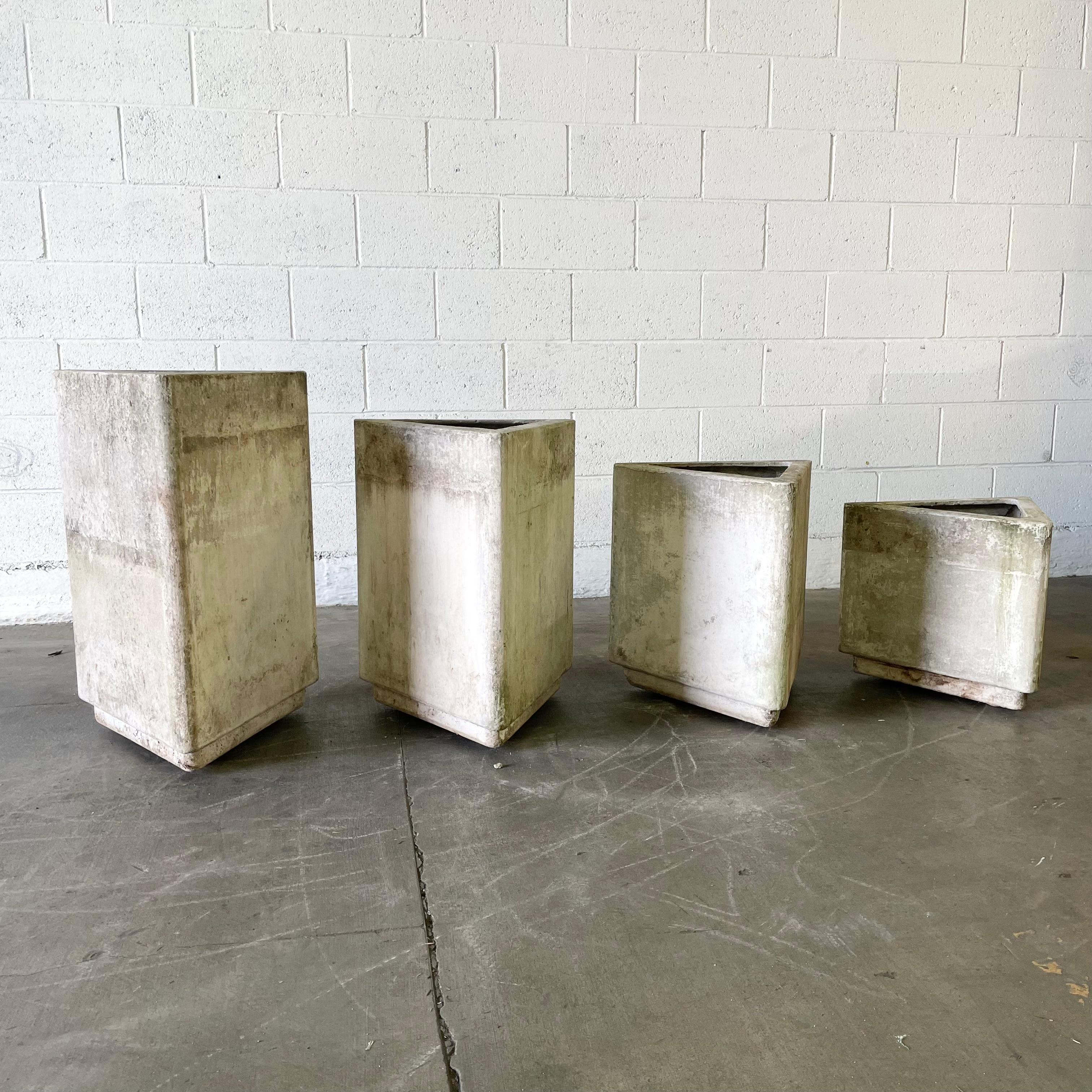 Concrete Set of 4 Triangular Planters by Willy Guhl