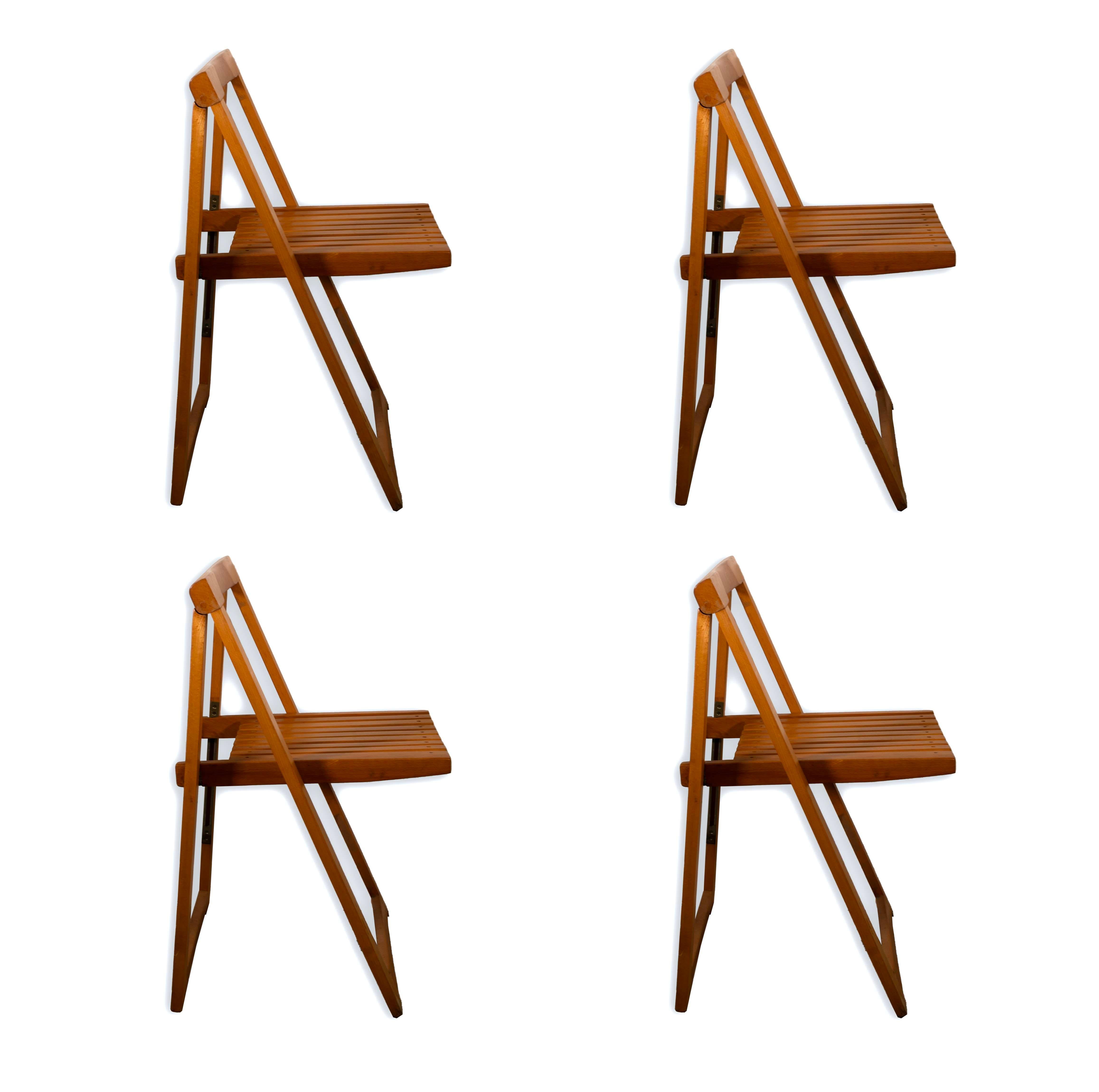 Mid-Century Modern Set of 4 Trieste Aldo Jacober Folding Chairs Italy 1960s Mid Century Modern