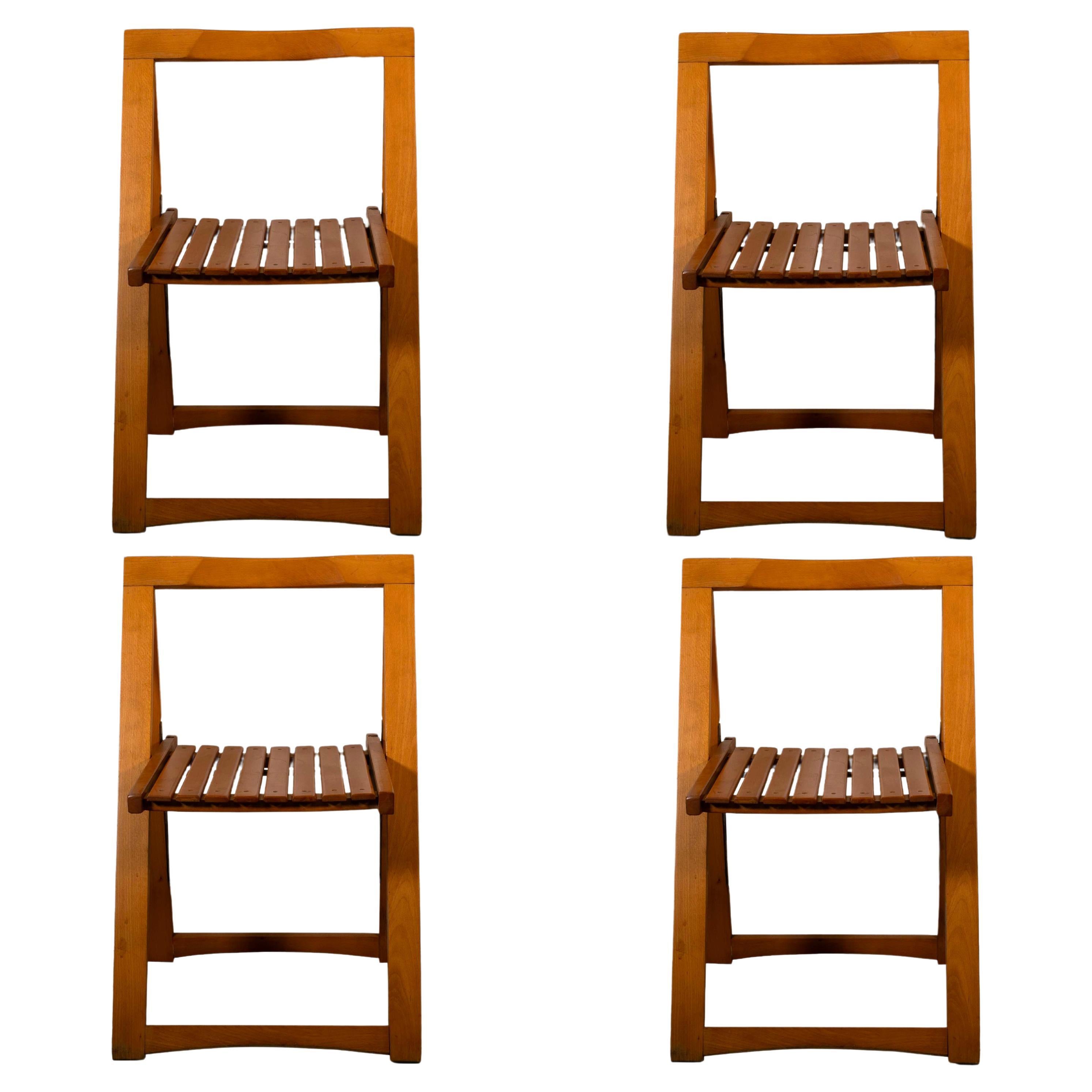 Set of 4 Trieste Aldo Jacober Folding Chairs Italy 1960s Mid Century Modern