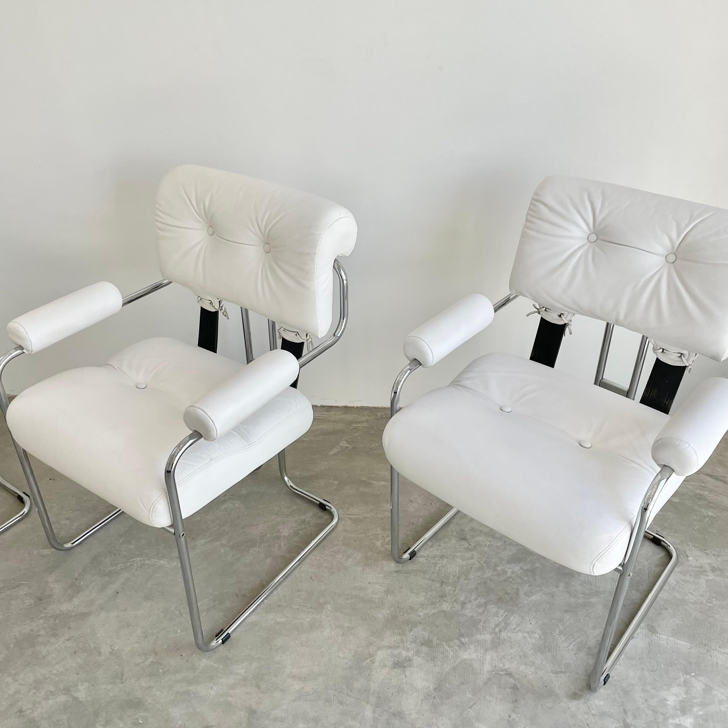 Set of 4 'Tucroma' Armrest Chairs in White Leather by Guido Faleschini, 1970 5