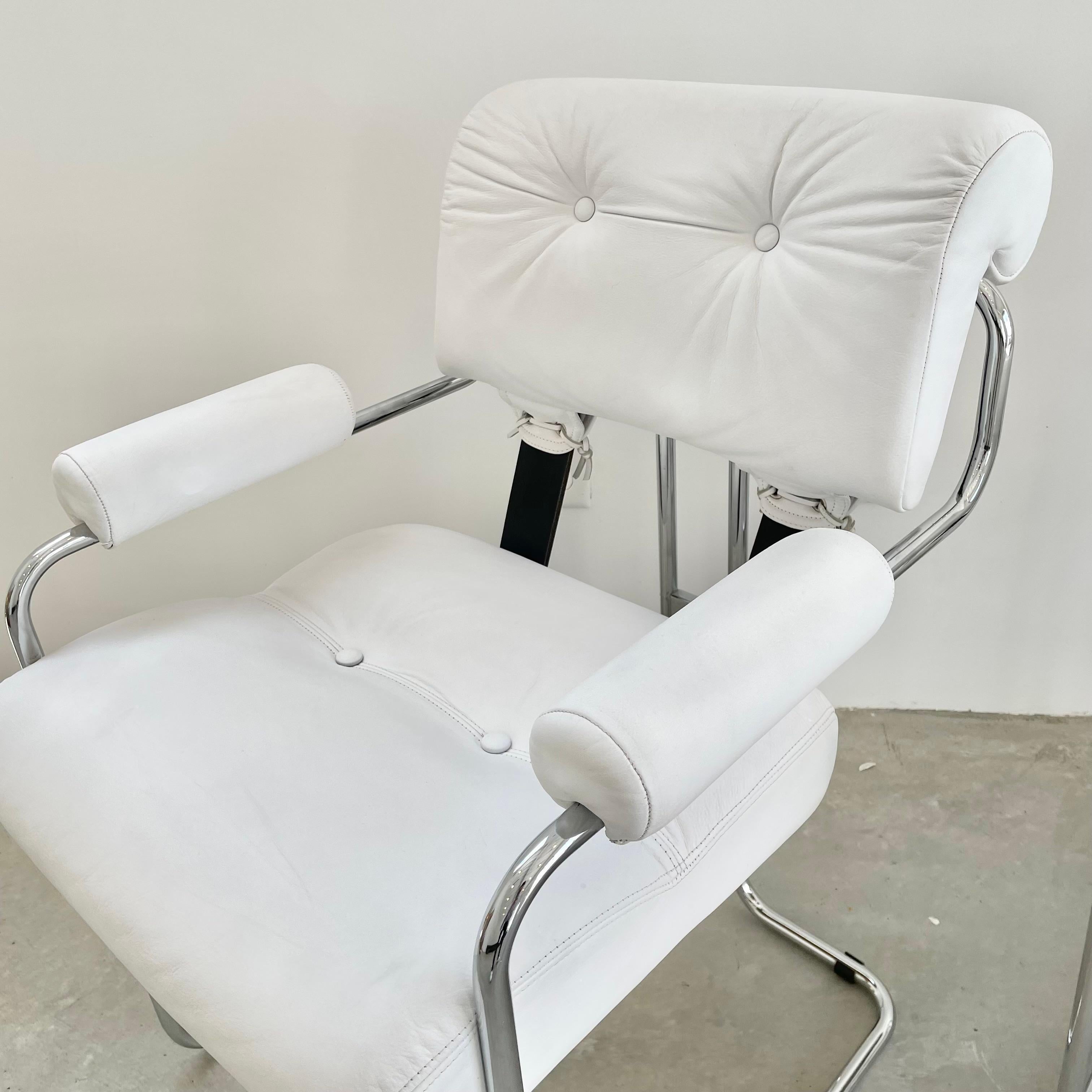 Set of 4 'Tucroma' Armrest Chairs in White Leather by Guido Faleschini, 1970 6
