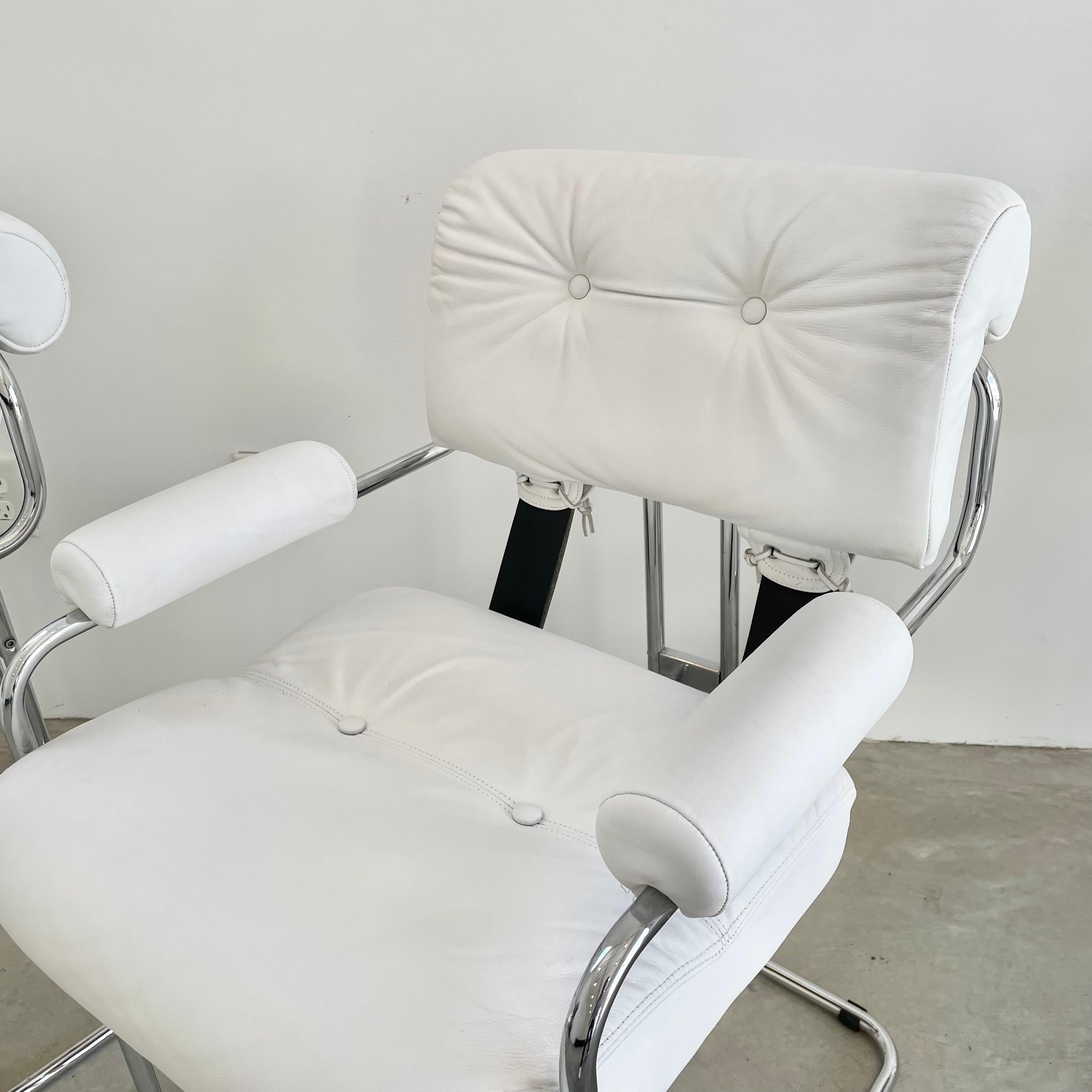 Set of 4 'Tucroma' Armrest Chairs in White Leather by Guido Faleschini, 1970 7