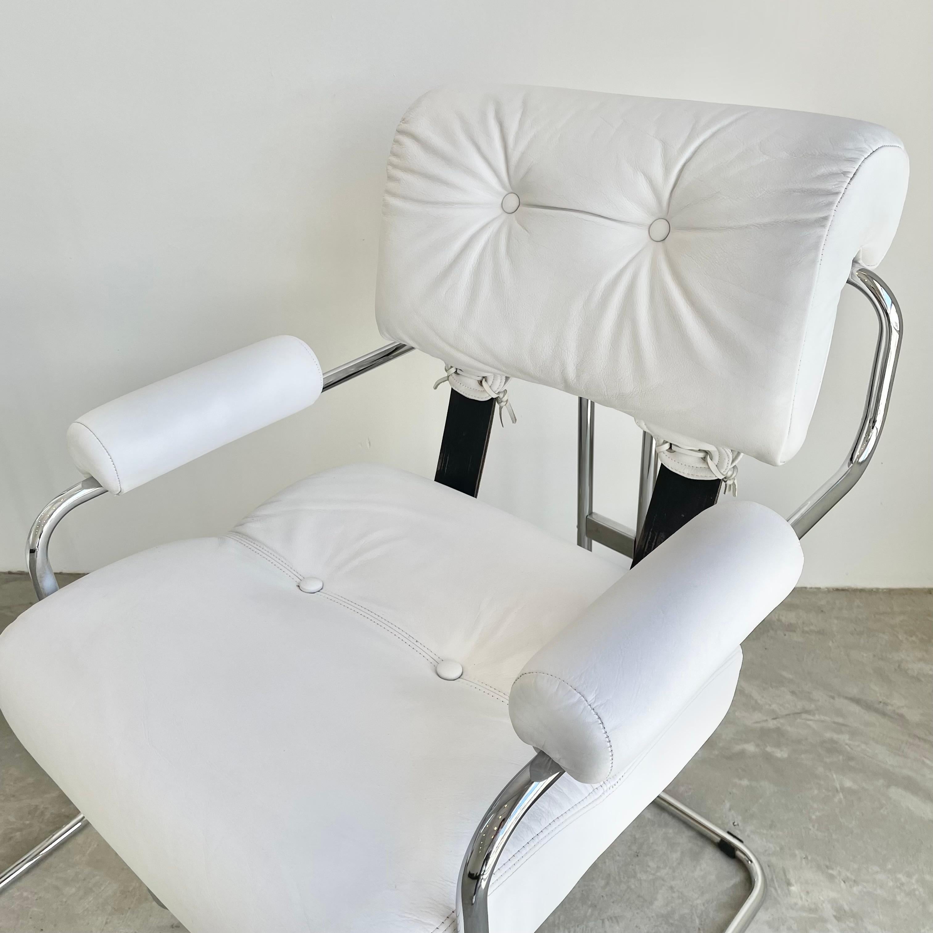 Set of 4 'Tucroma' Armrest Chairs in White Leather by Guido Faleschini, 1970 9