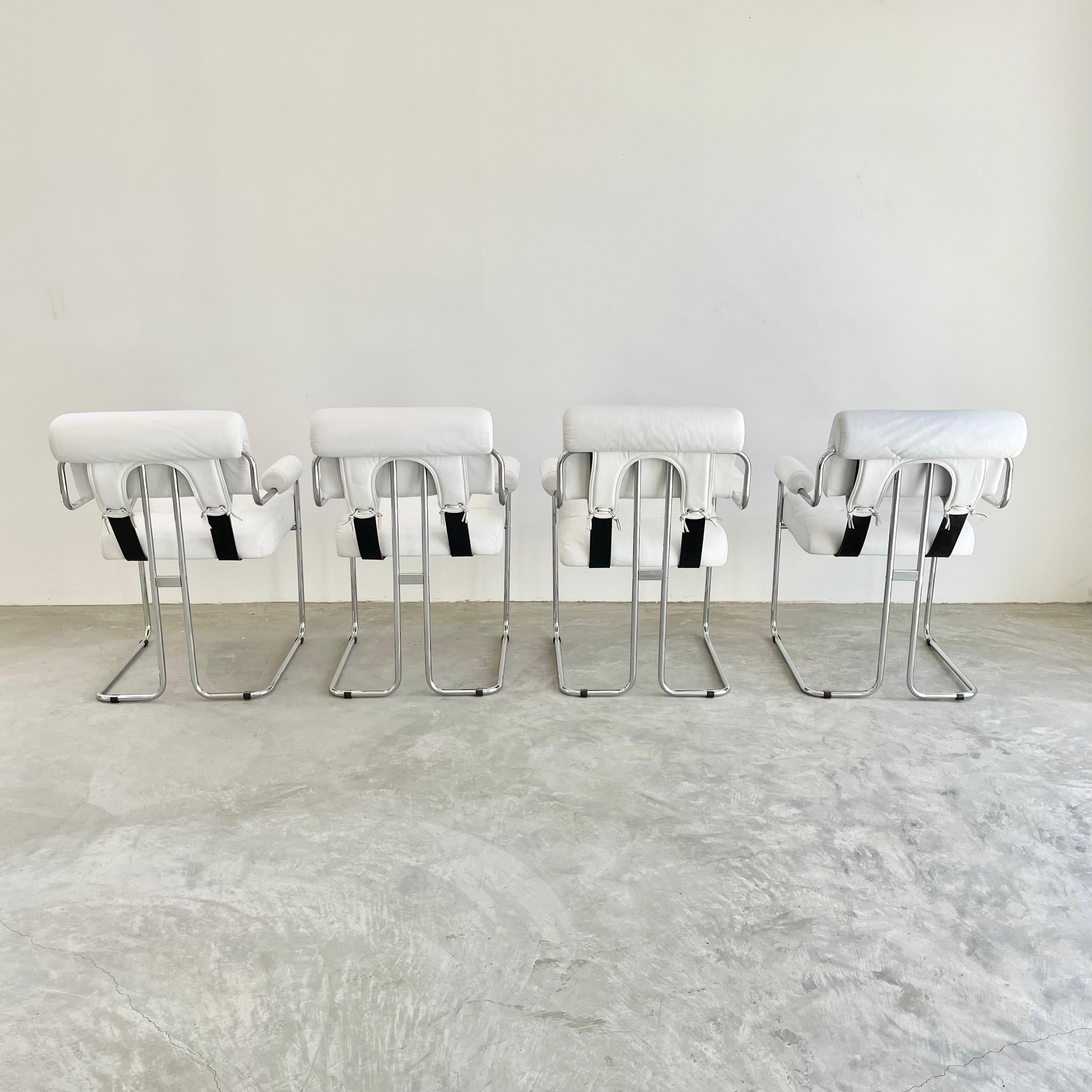 Set of 4 'Tucroma' Armrest Chairs in White Leather by Guido Faleschini, 1970 10