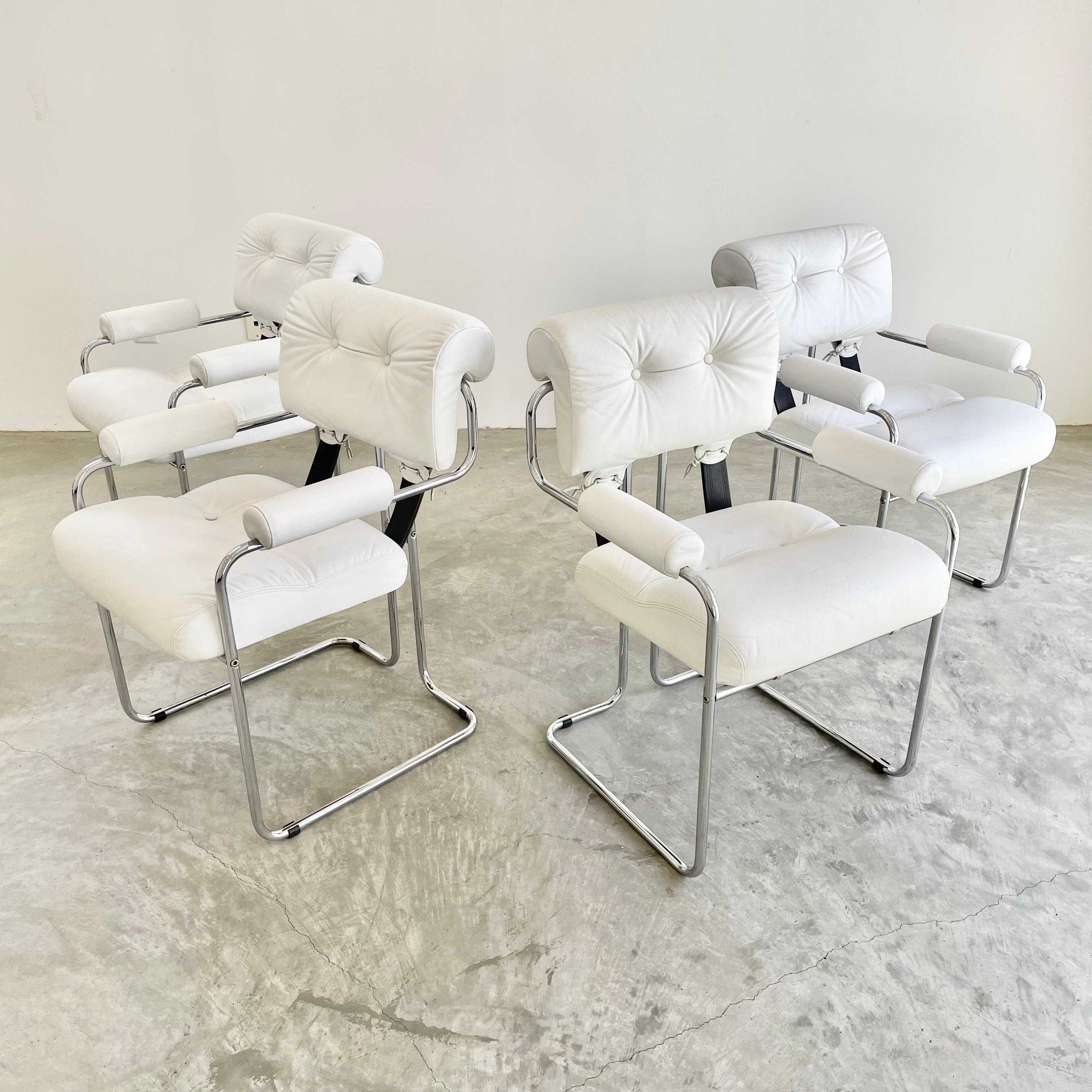 Set of 4 'Tucroma' Armrest Chairs in White Leather by Guido Faleschini, 1970 12