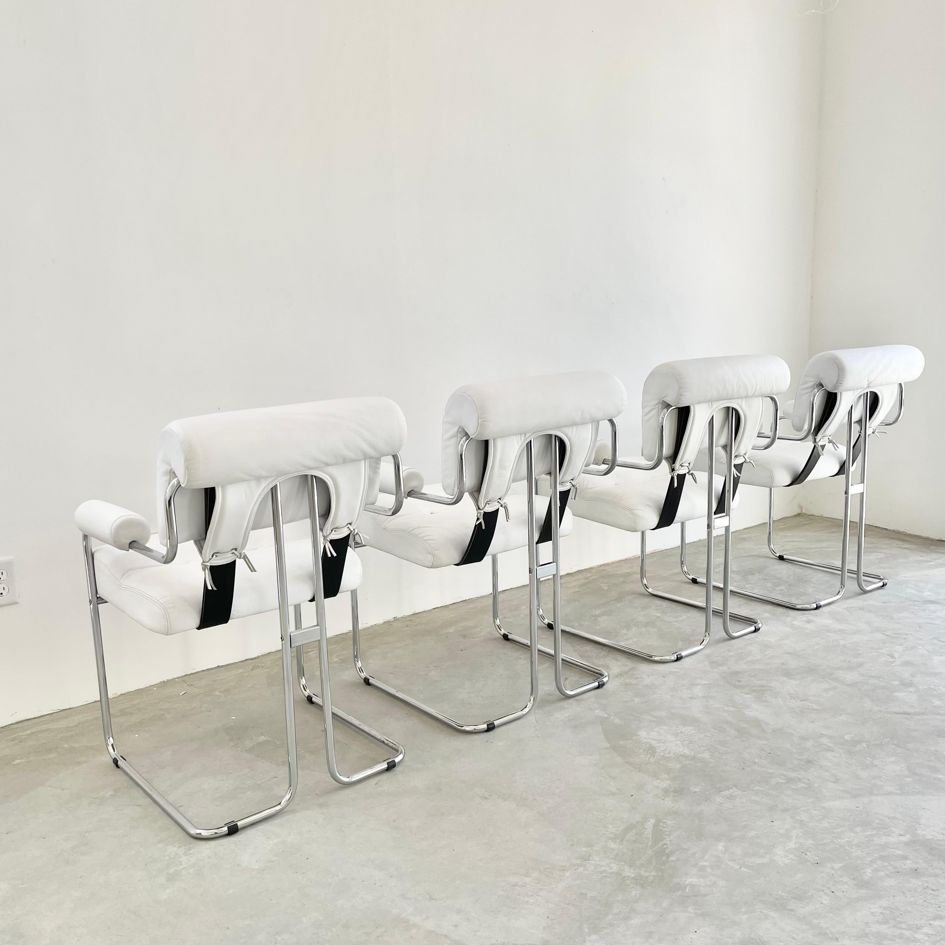 Late 20th Century Set of 4 'Tucroma' Armrest Chairs in White Leather by Guido Faleschini, 1970