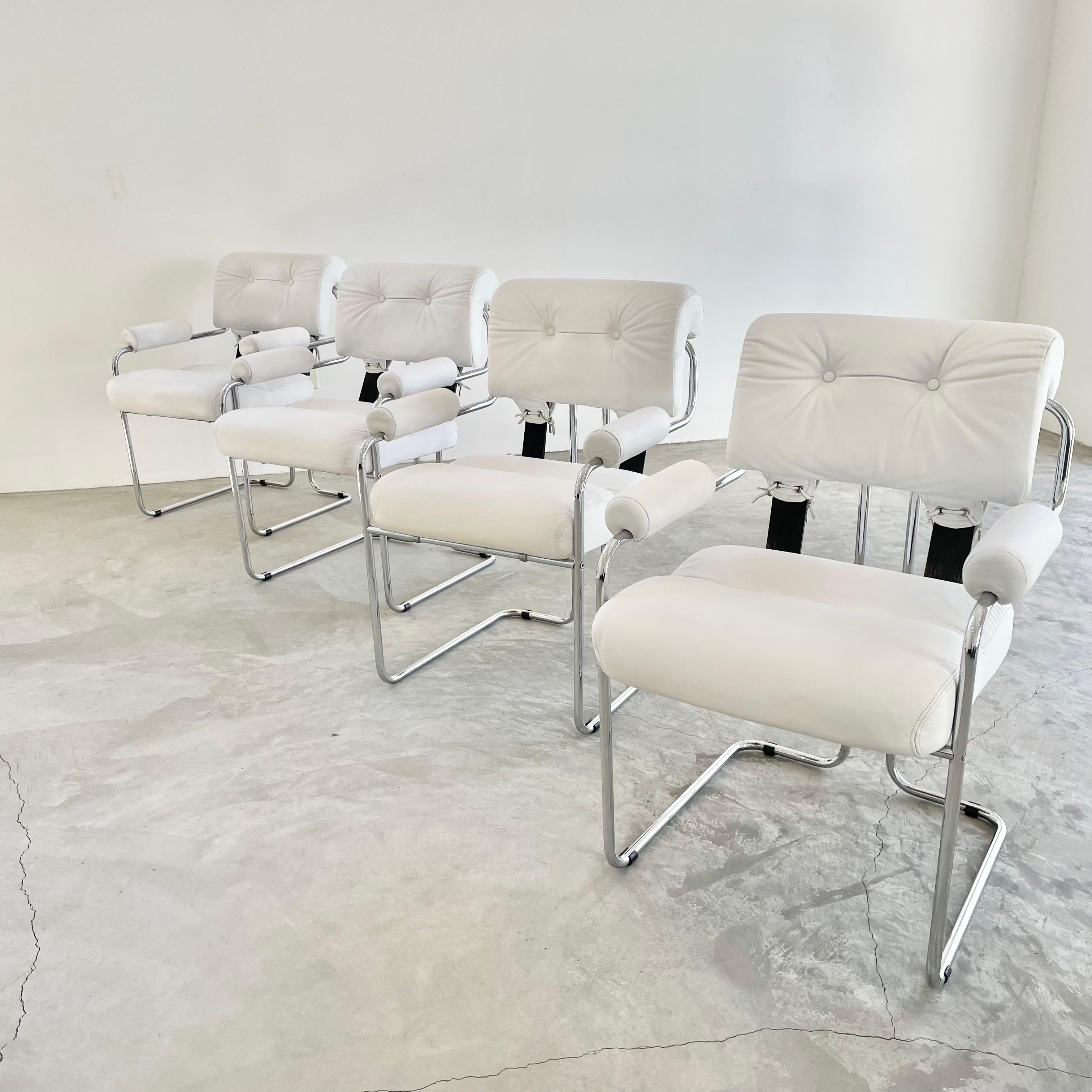 Set of 4 'Tucroma' Armrest Chairs in White Leather by Guido Faleschini, 1970 1