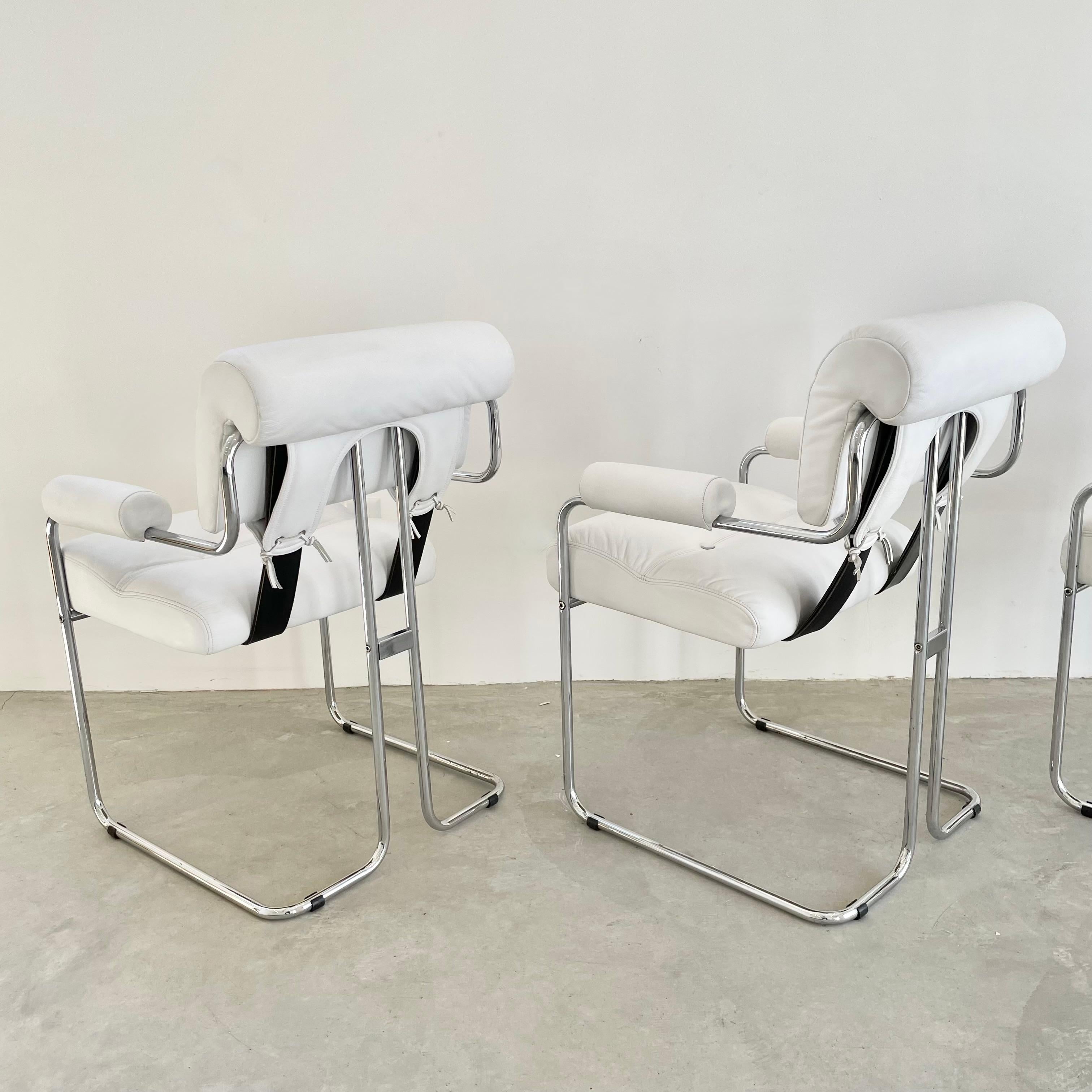 Set of 4 'Tucroma' Armrest Chairs in White Leather by Guido Faleschini, 1970 2