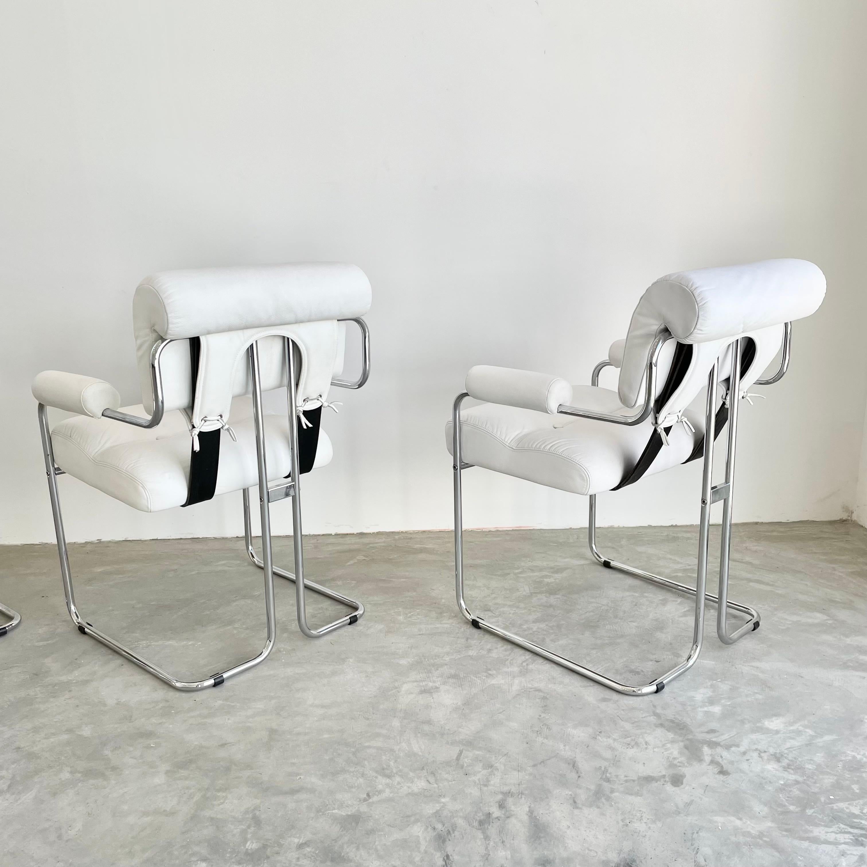 Set of 4 'Tucroma' Armrest Chairs in White Leather by Guido Faleschini, 1970 3