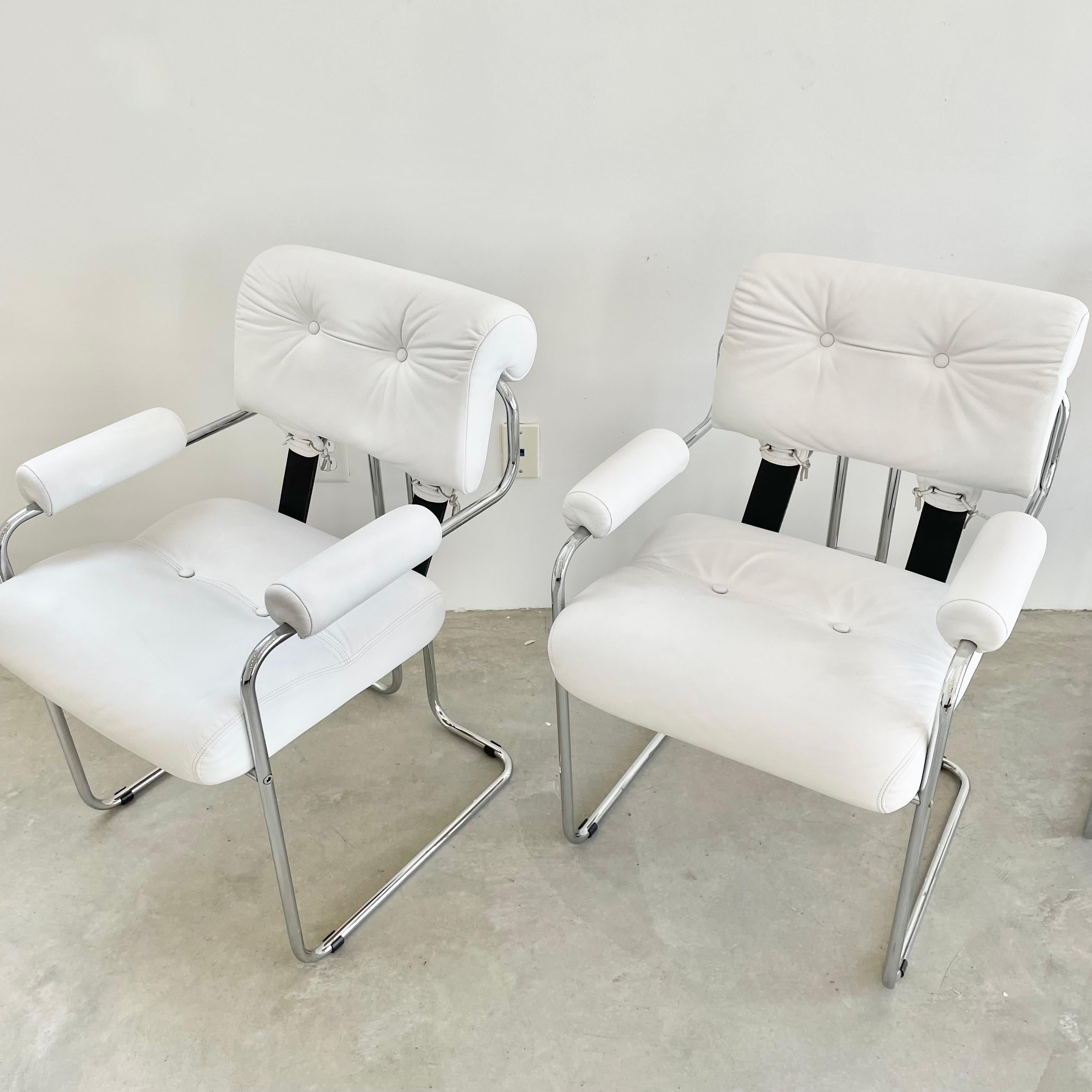 Set of 4 'Tucroma' Armrest Chairs in White Leather by Guido Faleschini, 1970 4