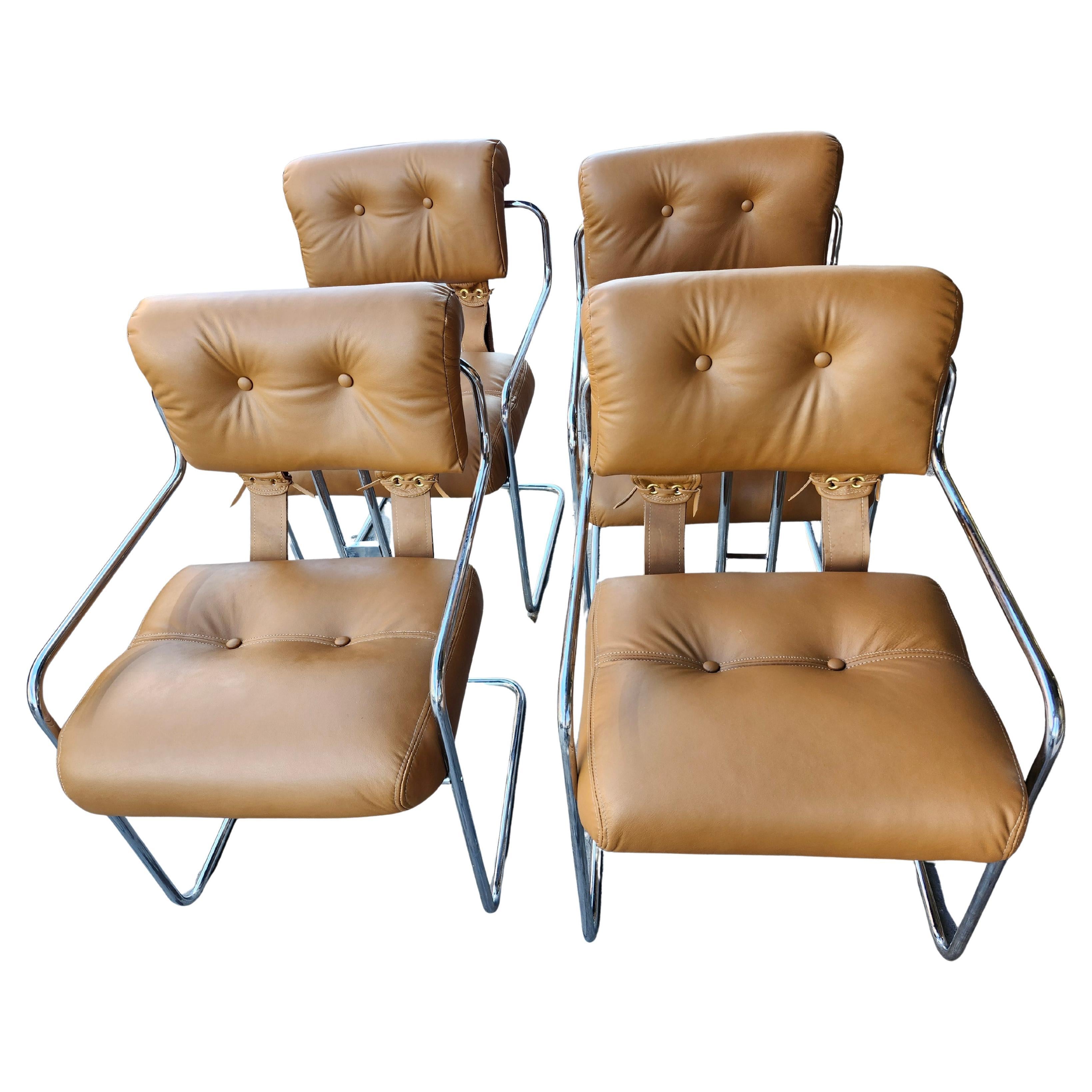 Set of 4 Tucroma Chairs by Guido Faleschini for Pace C1970 Totally Restored For Sale 2