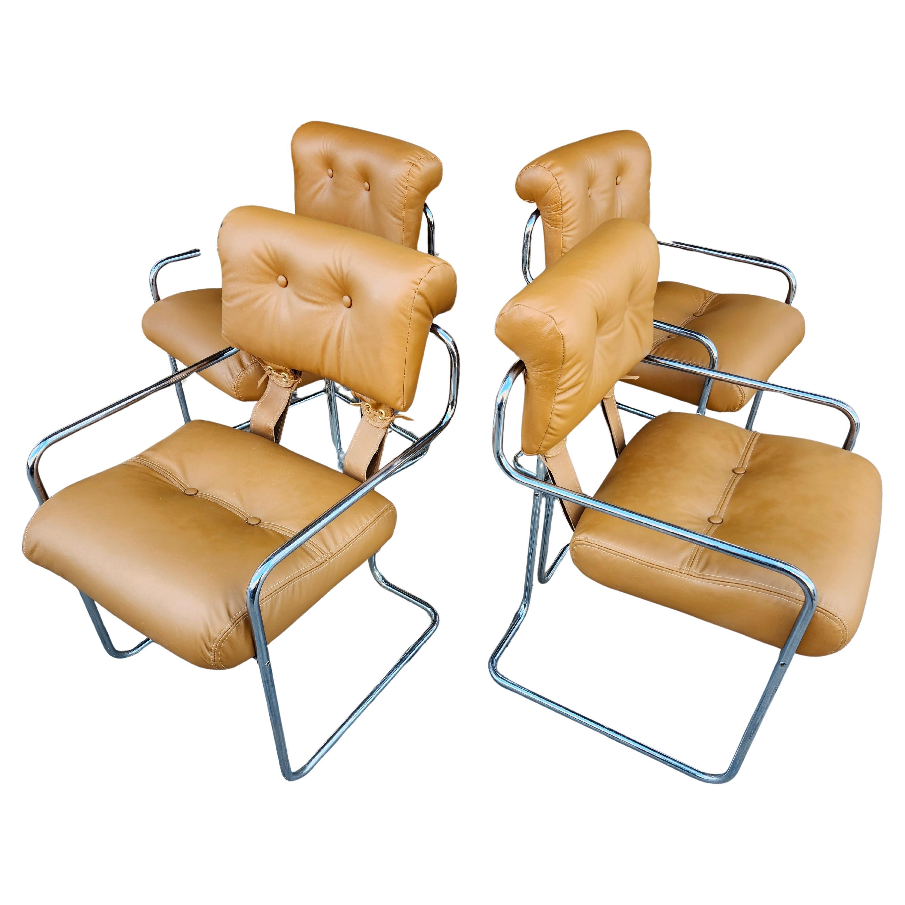 Set of 4 Tucroma Chairs by Guido Faleschini for Pace C1970 Totally Restored In Good Condition For Sale In Port Jervis, NY
