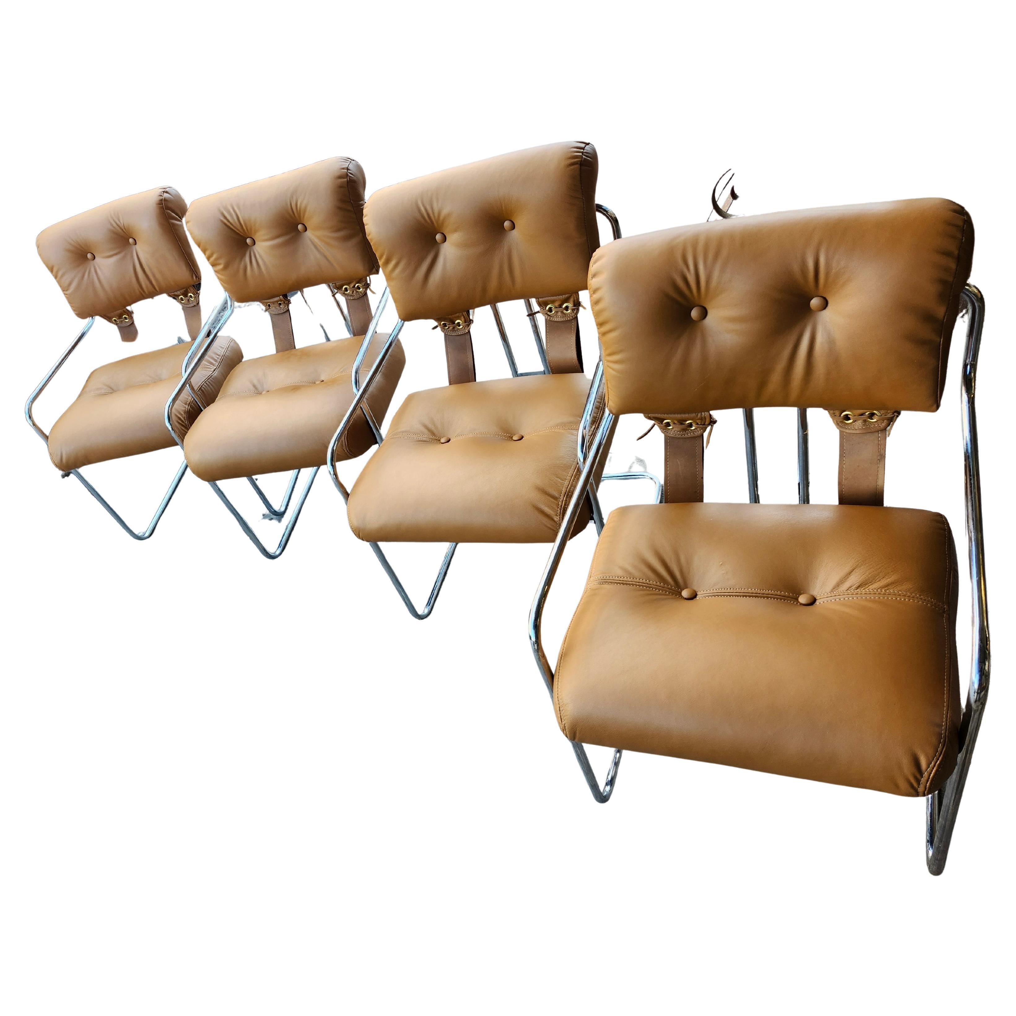 Set of 4 Tucroma Chairs by Guido Faleschini for Pace C1970 Totally Restored For Sale 1