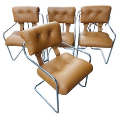 Set of 4 Tucroma Chairs by Guido Faleschini for Pace C1970 Totally Restored