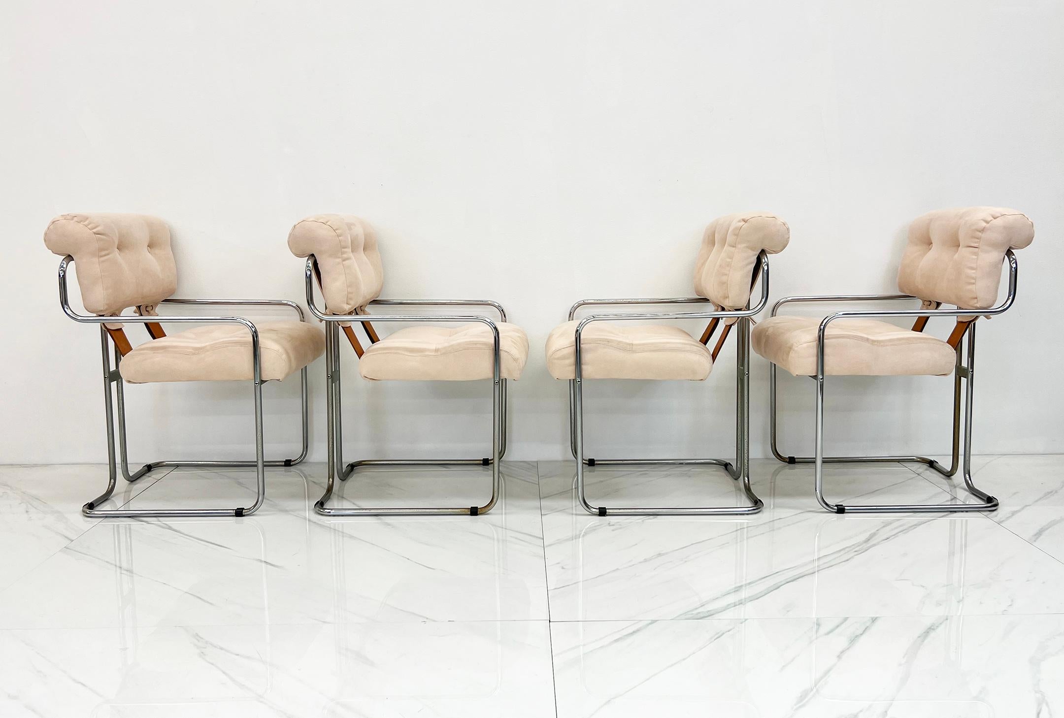 Mid-Century Modern Set of 4 Tucroma Chairs, Guido Faleschini, Pace Collection, 1970s