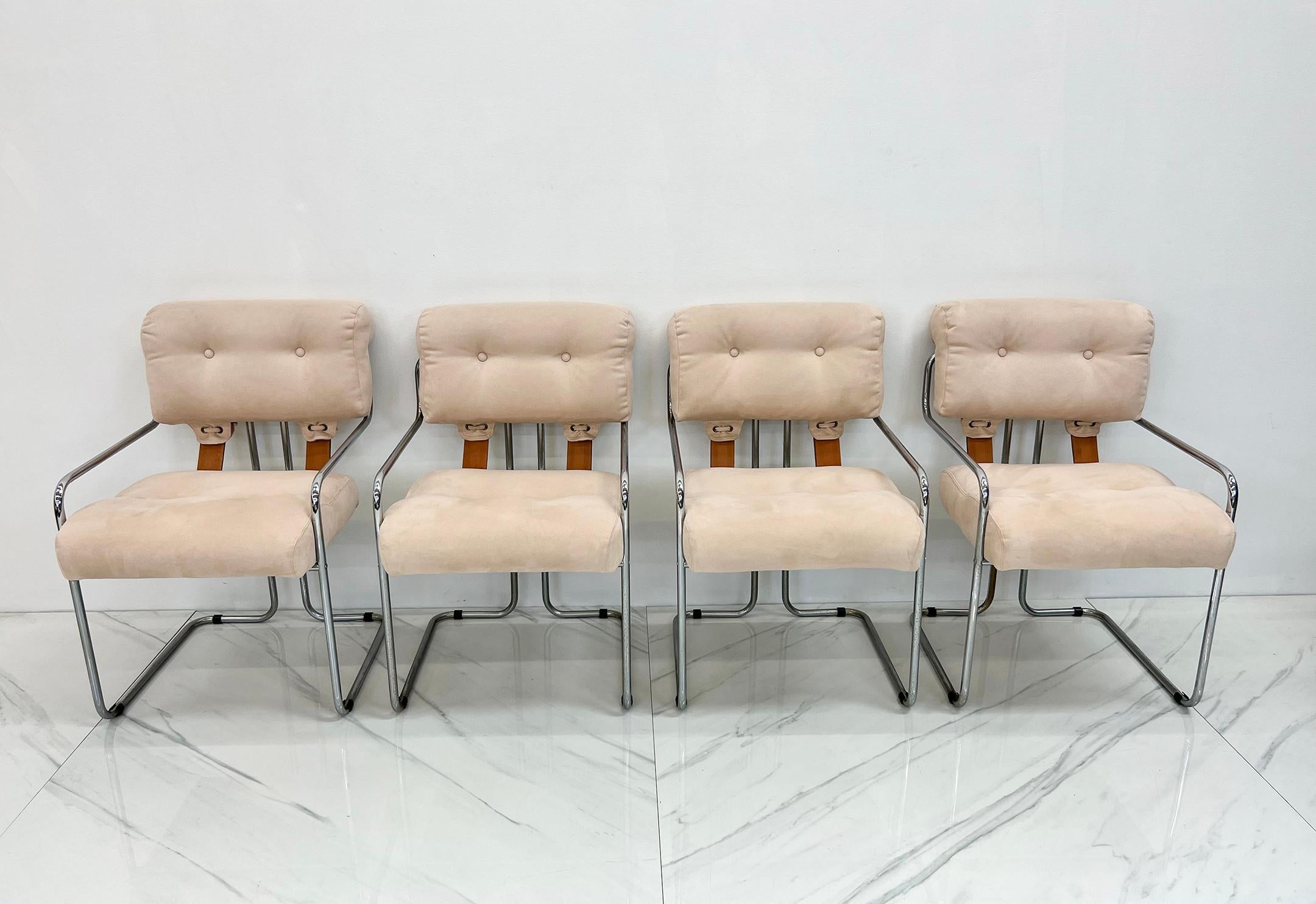 Italian Set of 4 Tucroma Chairs, Guido Faleschini, Pace Collection, 1970s