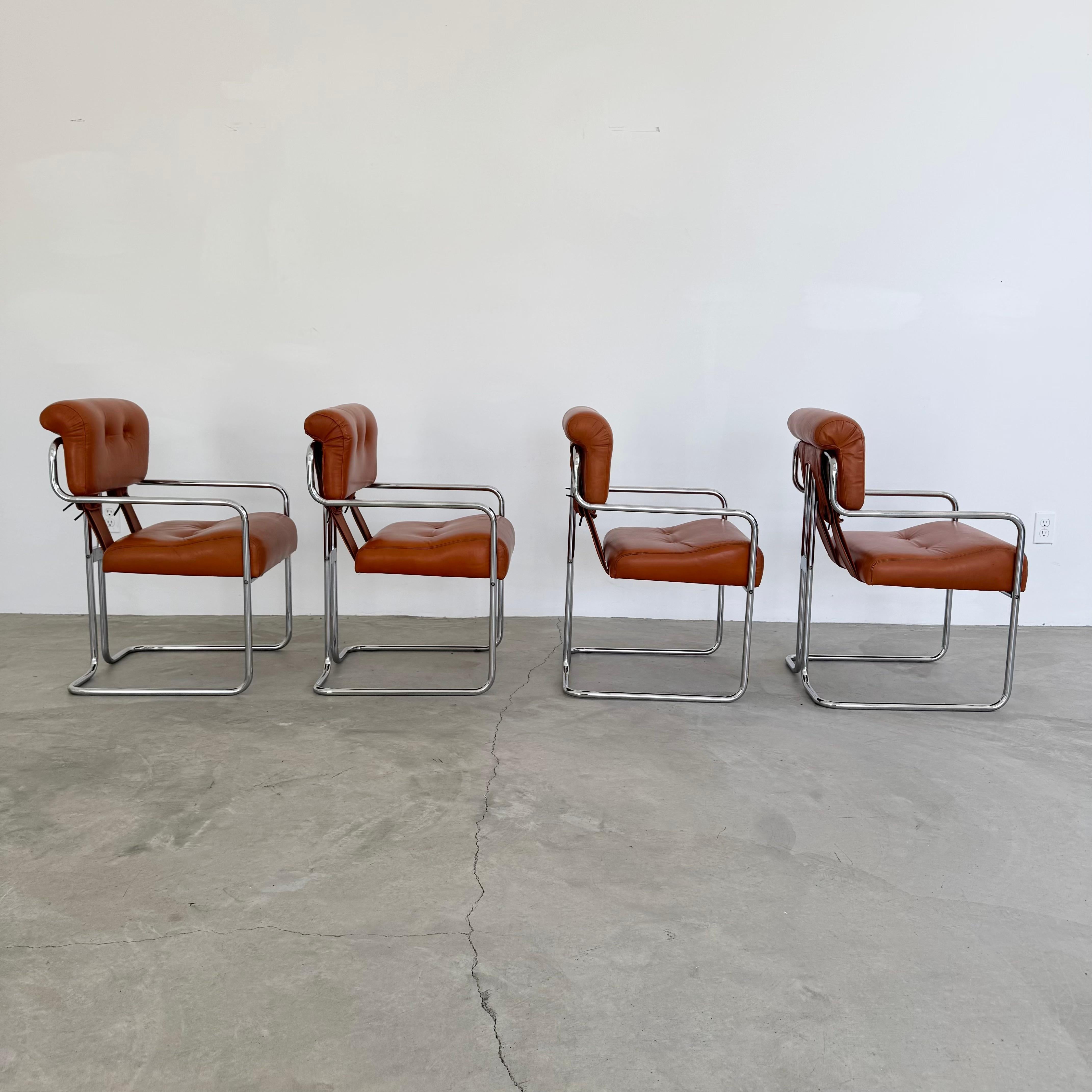 Set of 4 'Tucroma' Chairs in Cognac Leather by Guido Faleschini, 1970s Italy For Sale 4