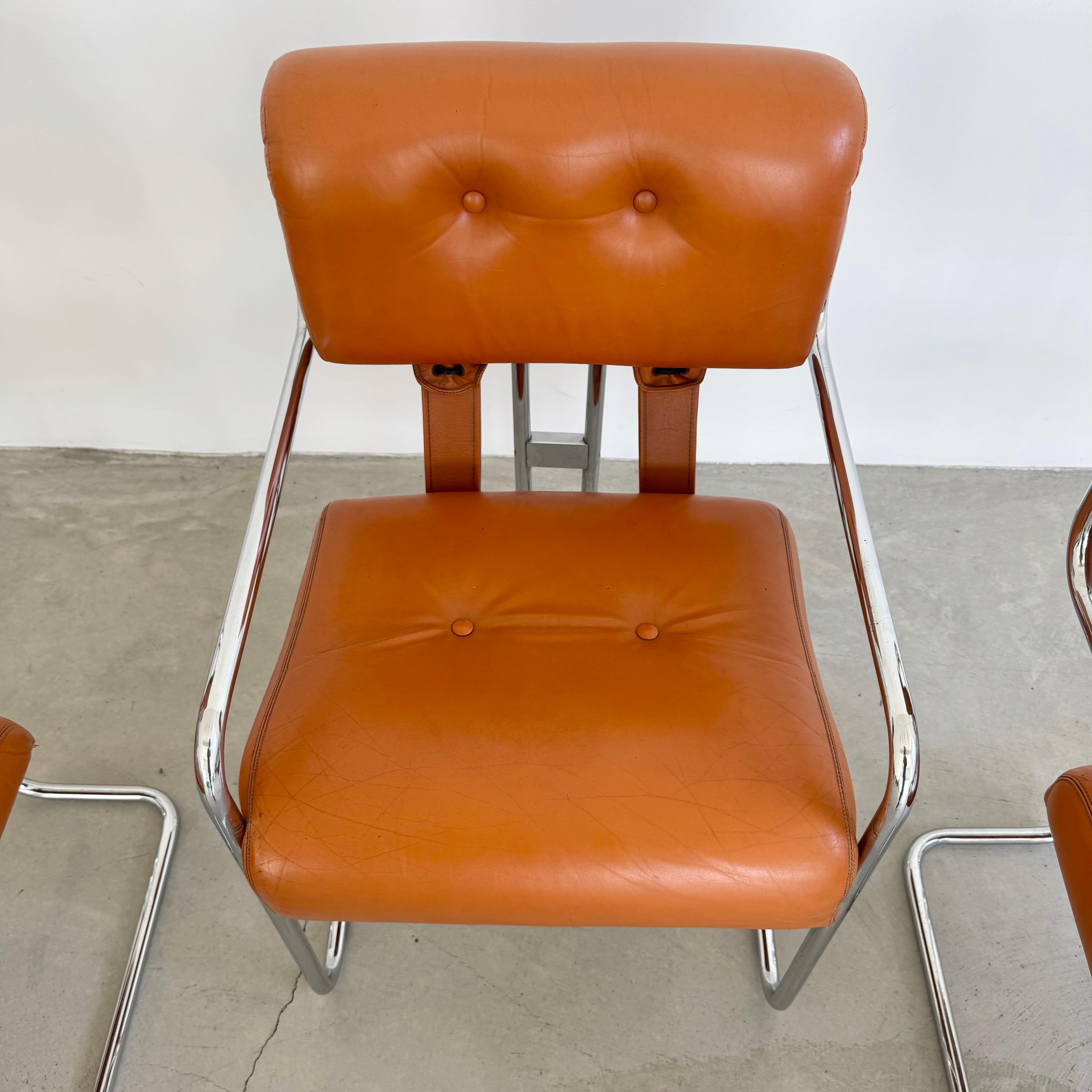 Set of 4 'Tucroma' Chairs in Cognac Leather by Guido Faleschini, 1970s Italy For Sale 1