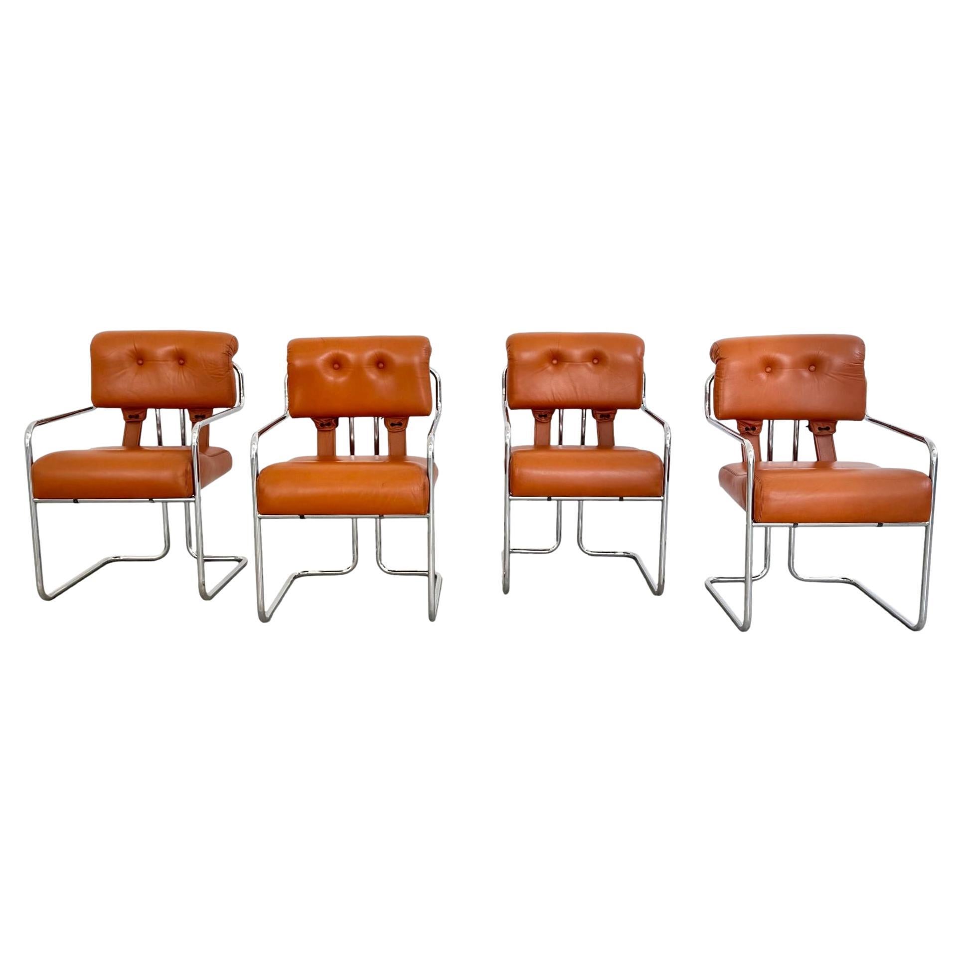 Set of 4 'Tucroma' Chairs in Cognac Leather by Guido Faleschini, 1970s Italy For Sale