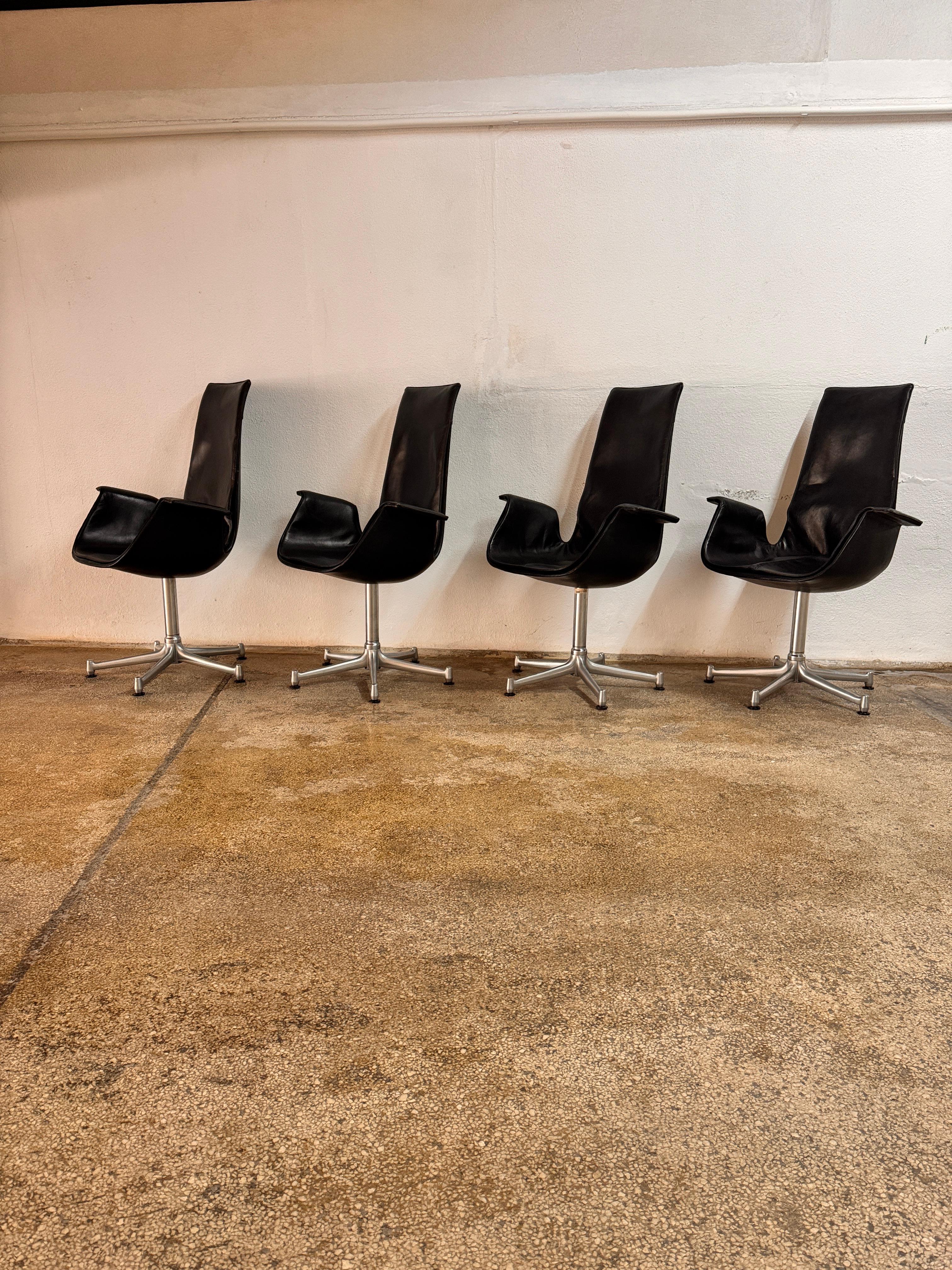 Mid-Century Modern Set of 4 Tulip Chairs by Preben Fabricius & J. Kastholm for Kill International For Sale
