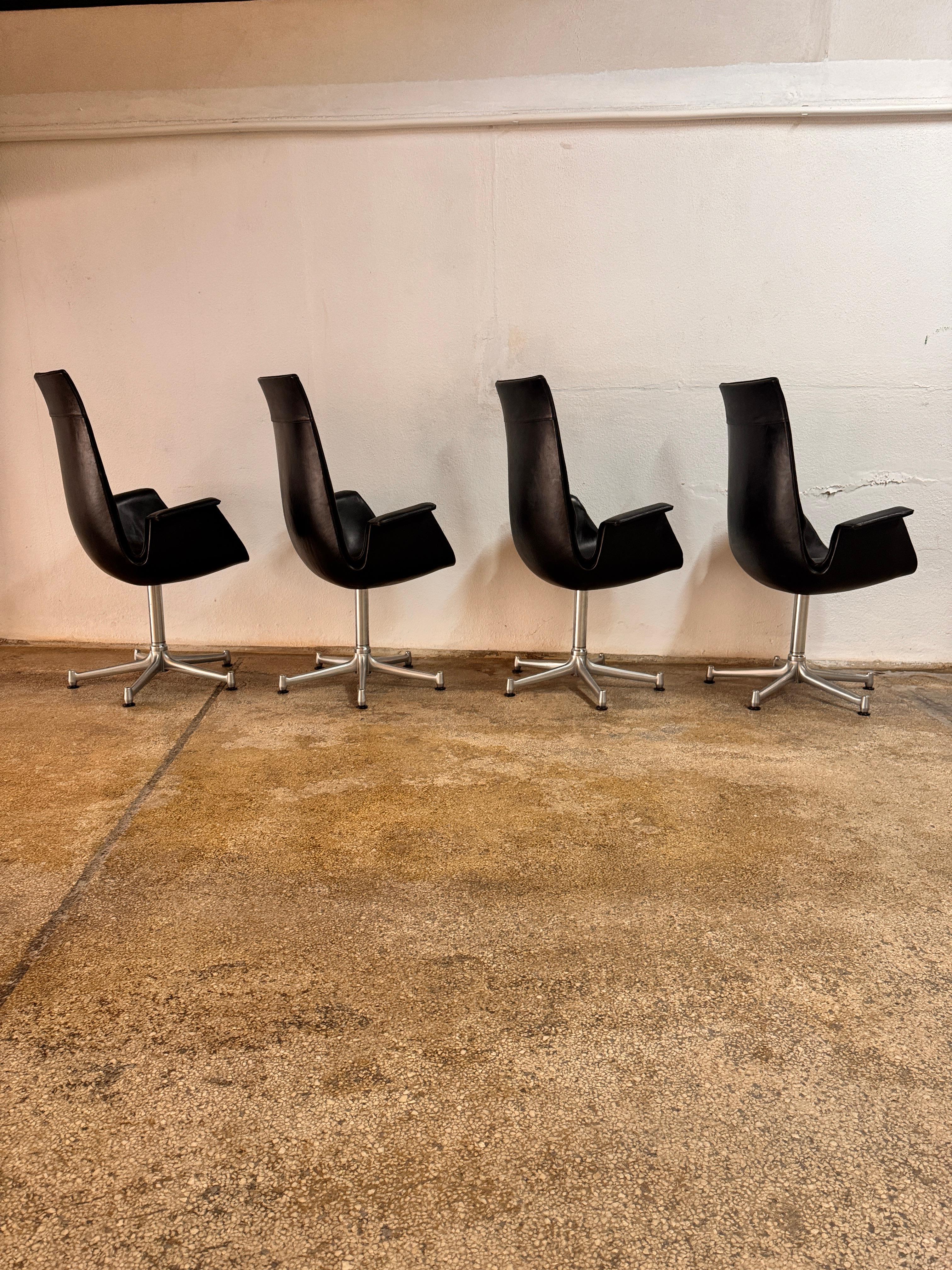 Aluminum Set of 4 Tulip Chairs by Preben Fabricius & J. Kastholm for Kill International For Sale