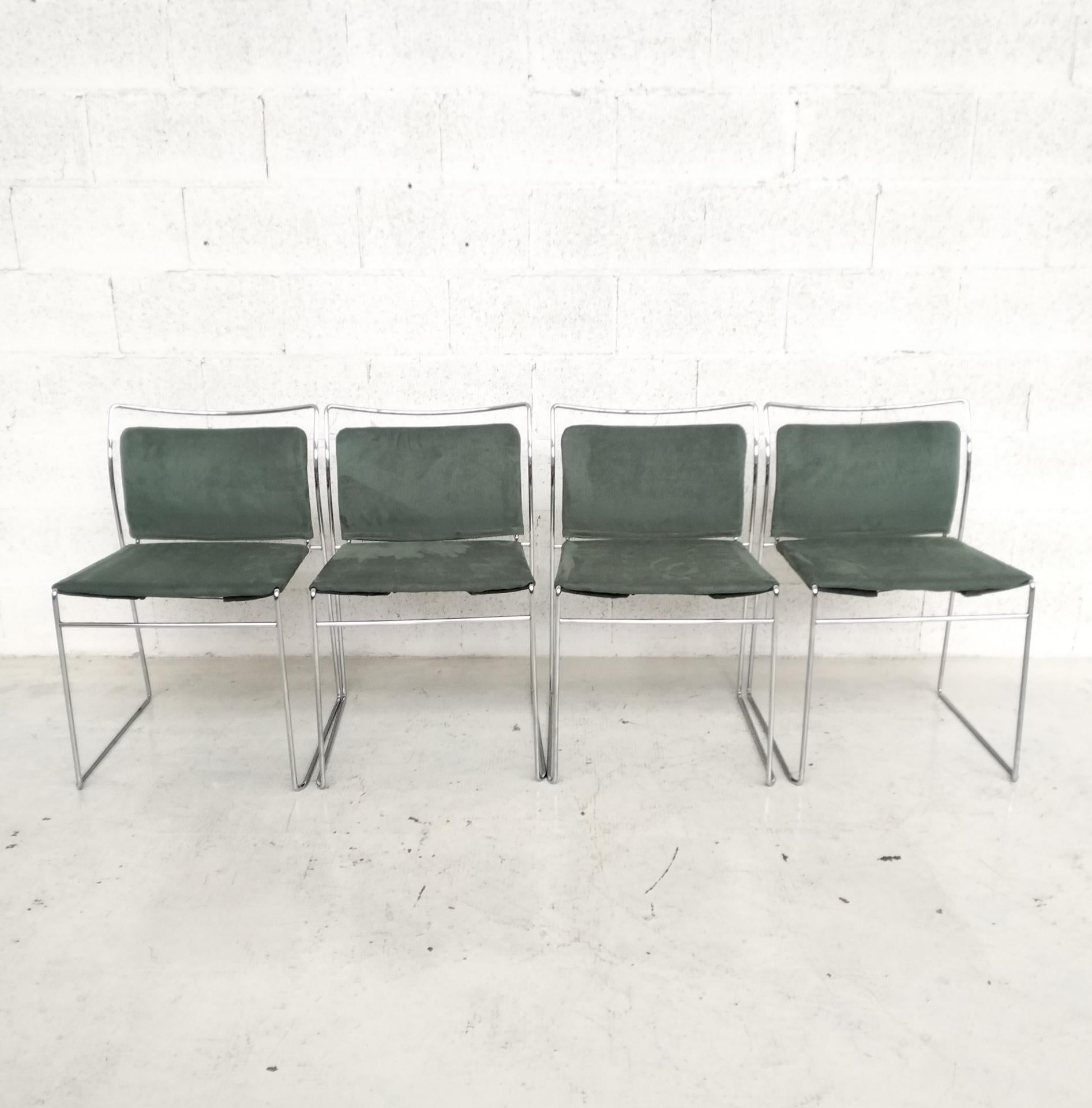 Steel Set of 4 Tulu’ chairs by K.Takahama for Simon Gavina 70's, Italy