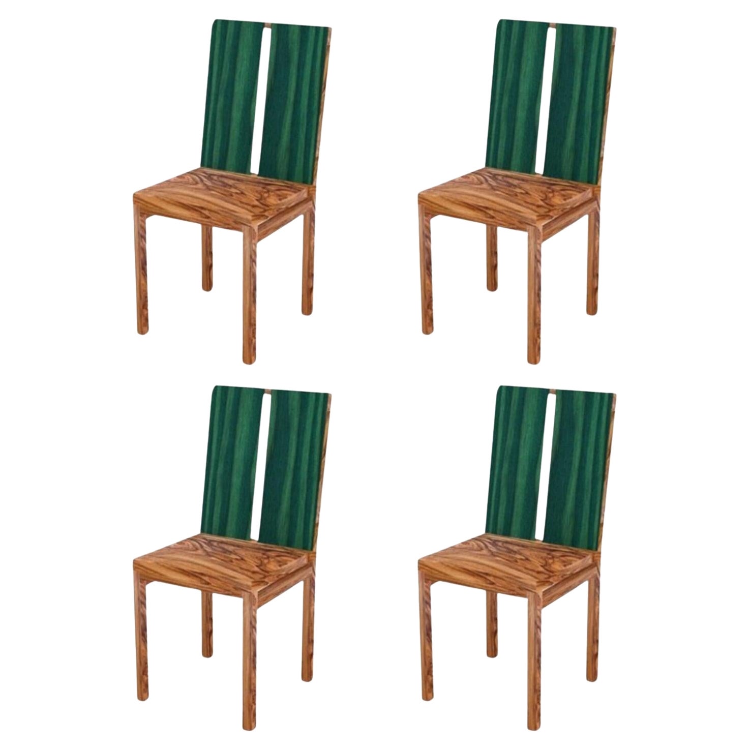 Set of 4 Two Stripe Chair by Derya Arpac For Sale