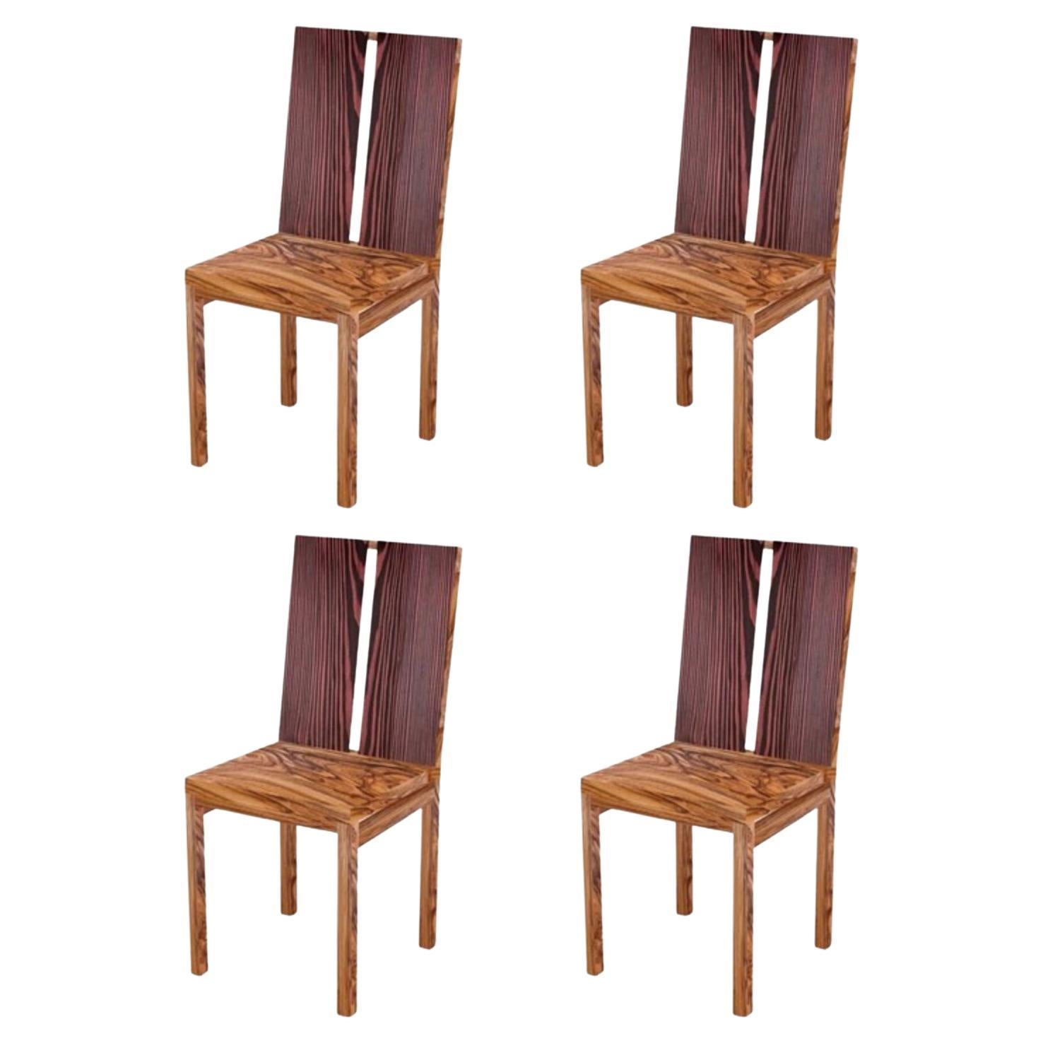 Set of 4 Two Stripe Chairs by Derya Arpac For Sale