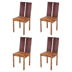 Set of 4 Two Stripe Chairs by Derya Arpac