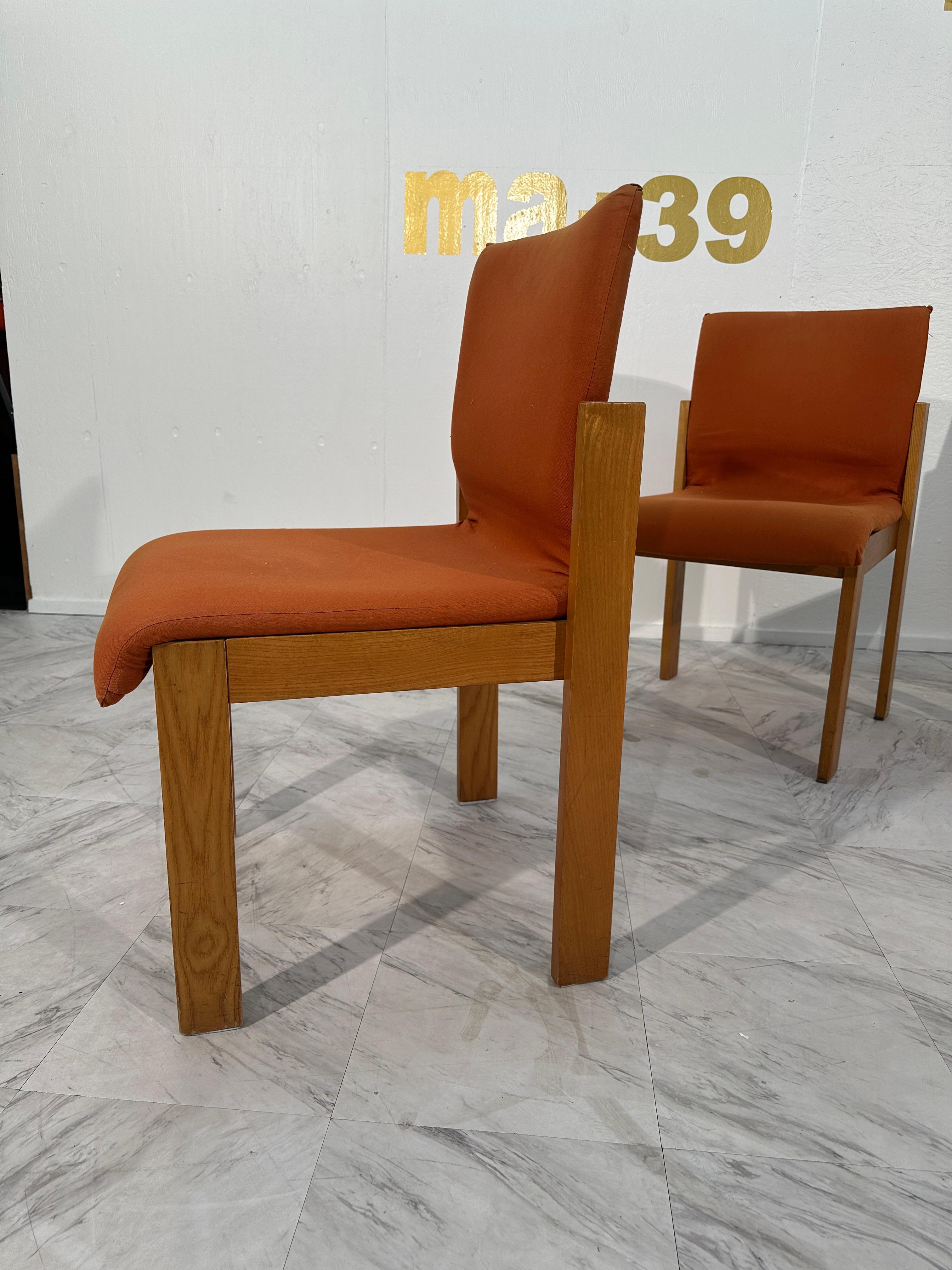 Italian Set of 4 Unique Wood Dining Chairs By F.lli Saporiti 1960s For Sale